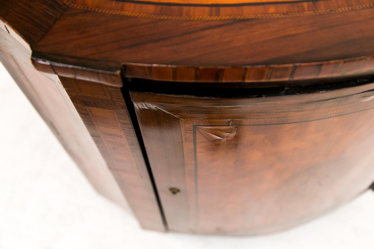 Inlaid Bow Front Corner Cabinet For Sale 3