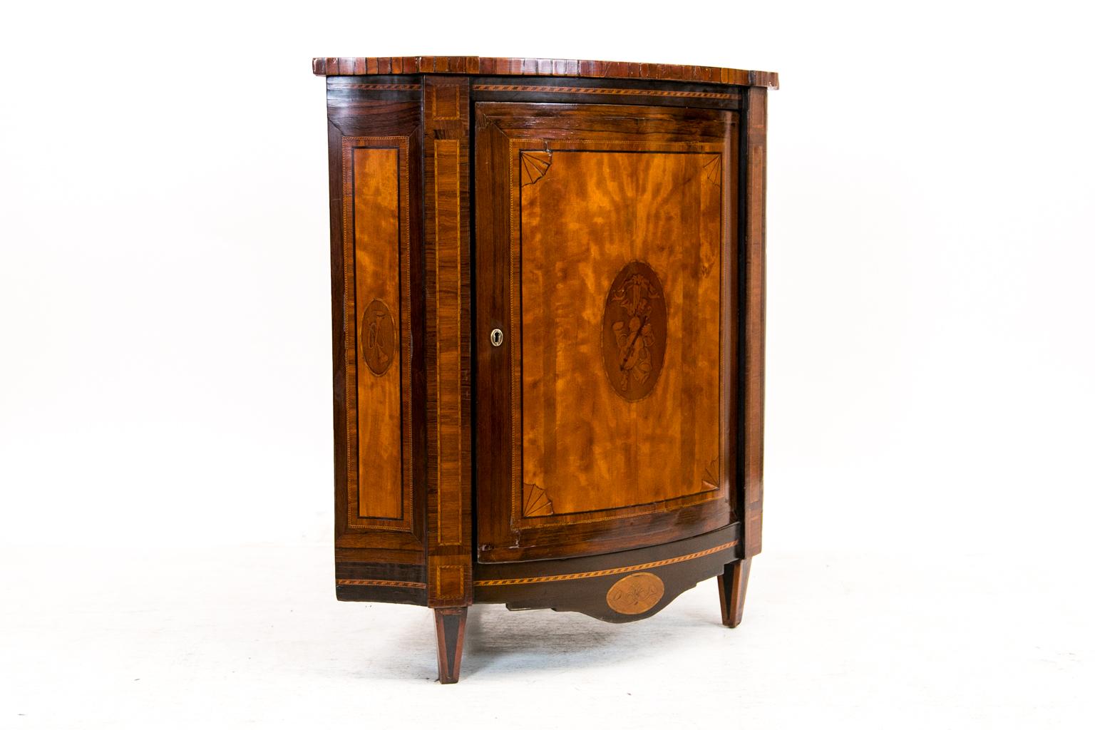 Inlaid Bow Front Corner Cabinet For Sale 4