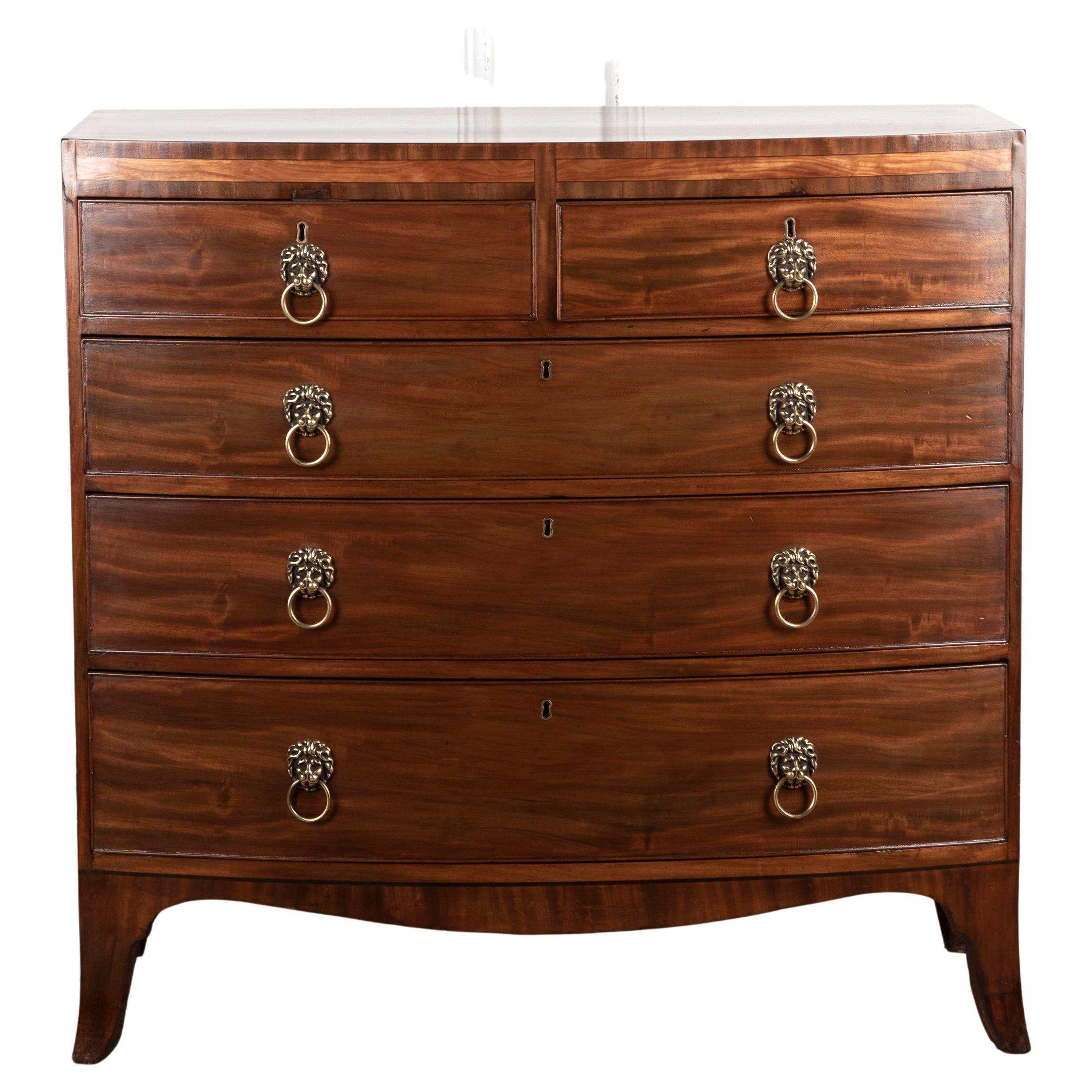 Inlaid Bow Front Chest of Drawers For Sale at 1stDibs