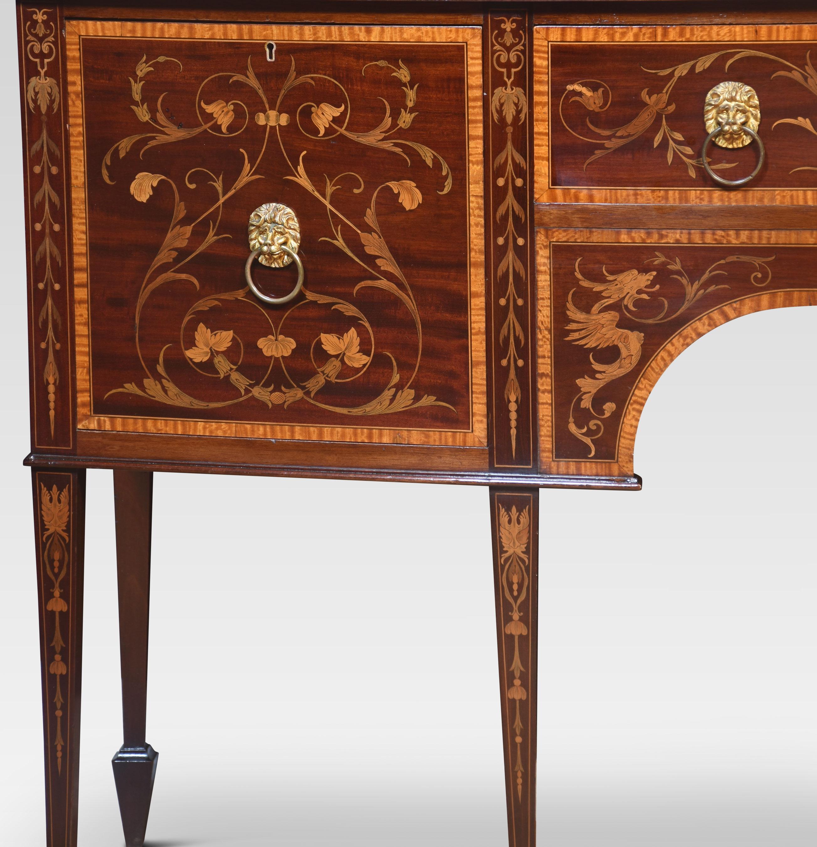 British inlaid bow-fronted sideboard For Sale