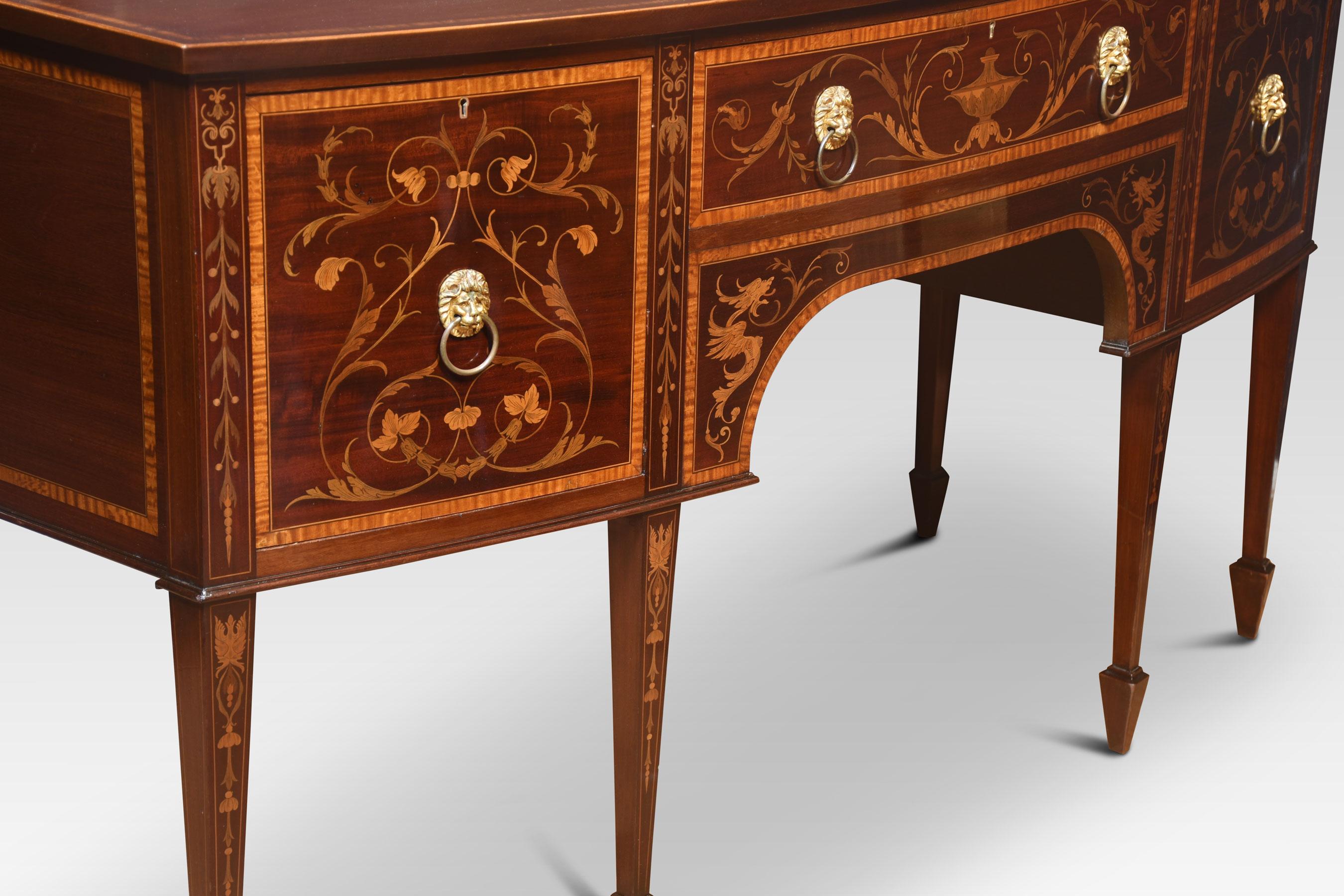 19th Century inlaid bow-fronted sideboard For Sale