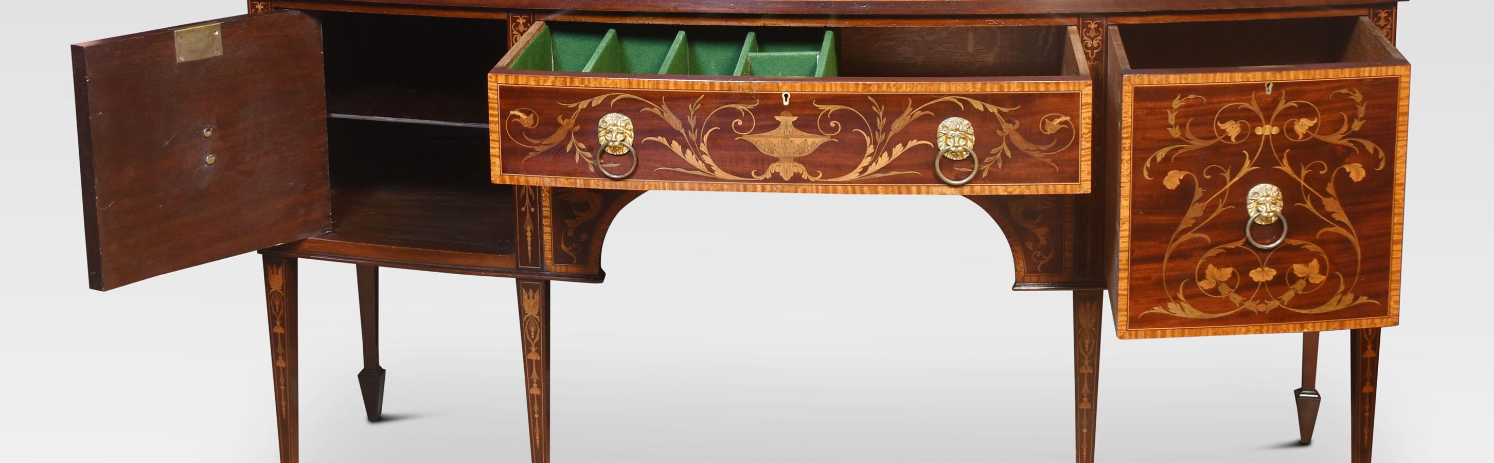 inlaid bow-fronted sideboard For Sale 1