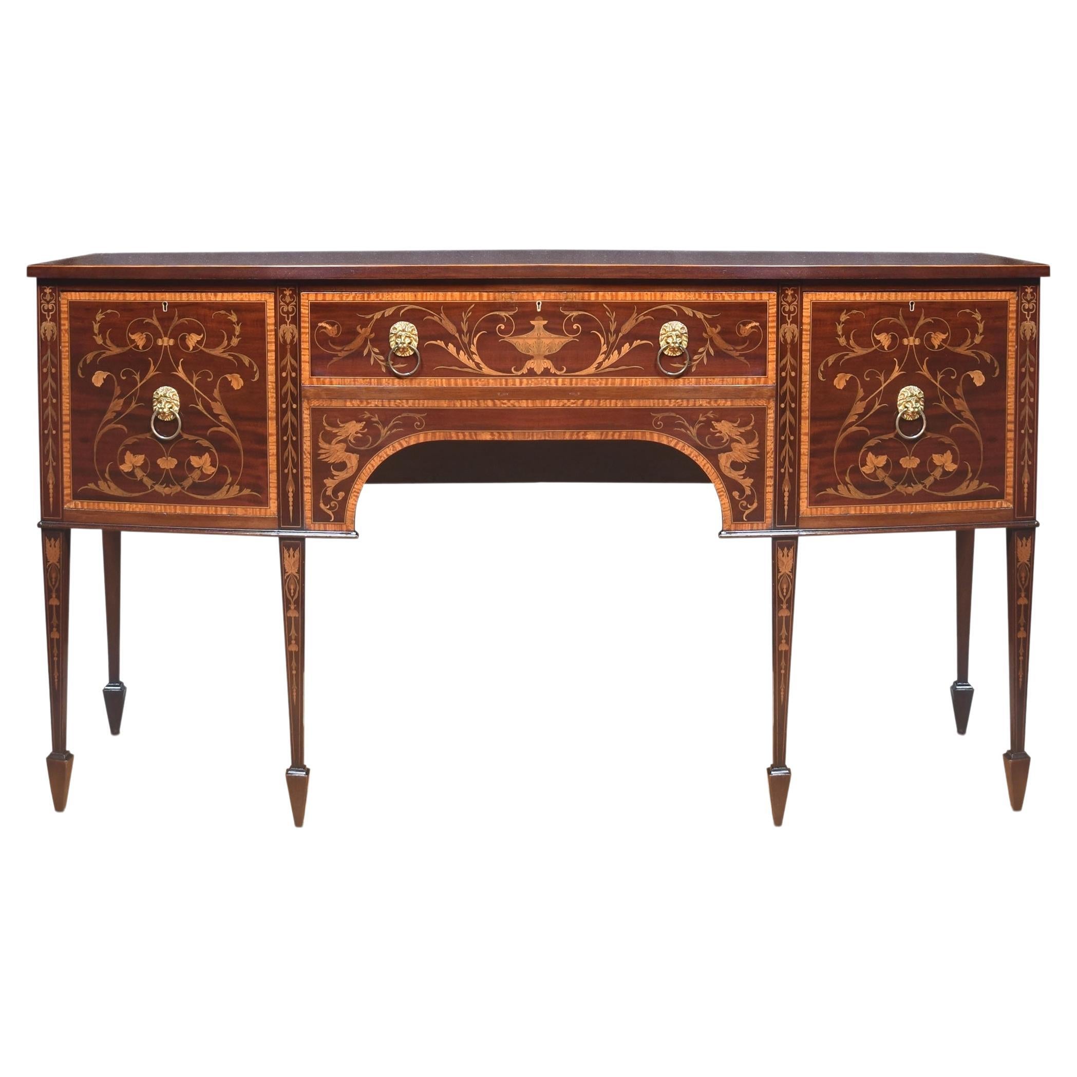 inlaid bow-fronted sideboard For Sale