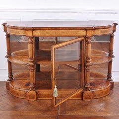 Inlaid Burl Walnut Open-Shelf Credenza