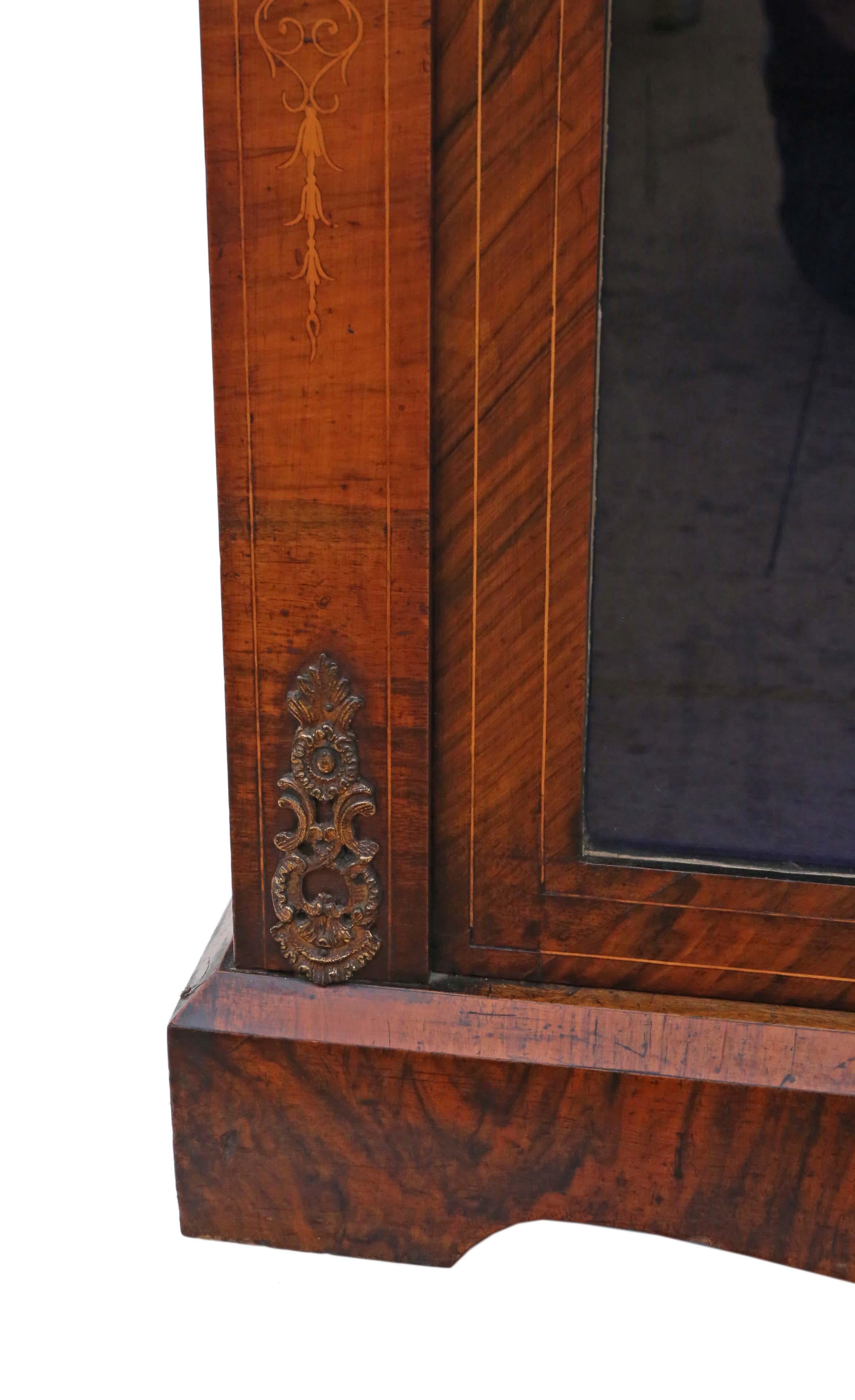 Inlaid Burr Walnut Pier Display Cabinet Victorian, 19th Century 2