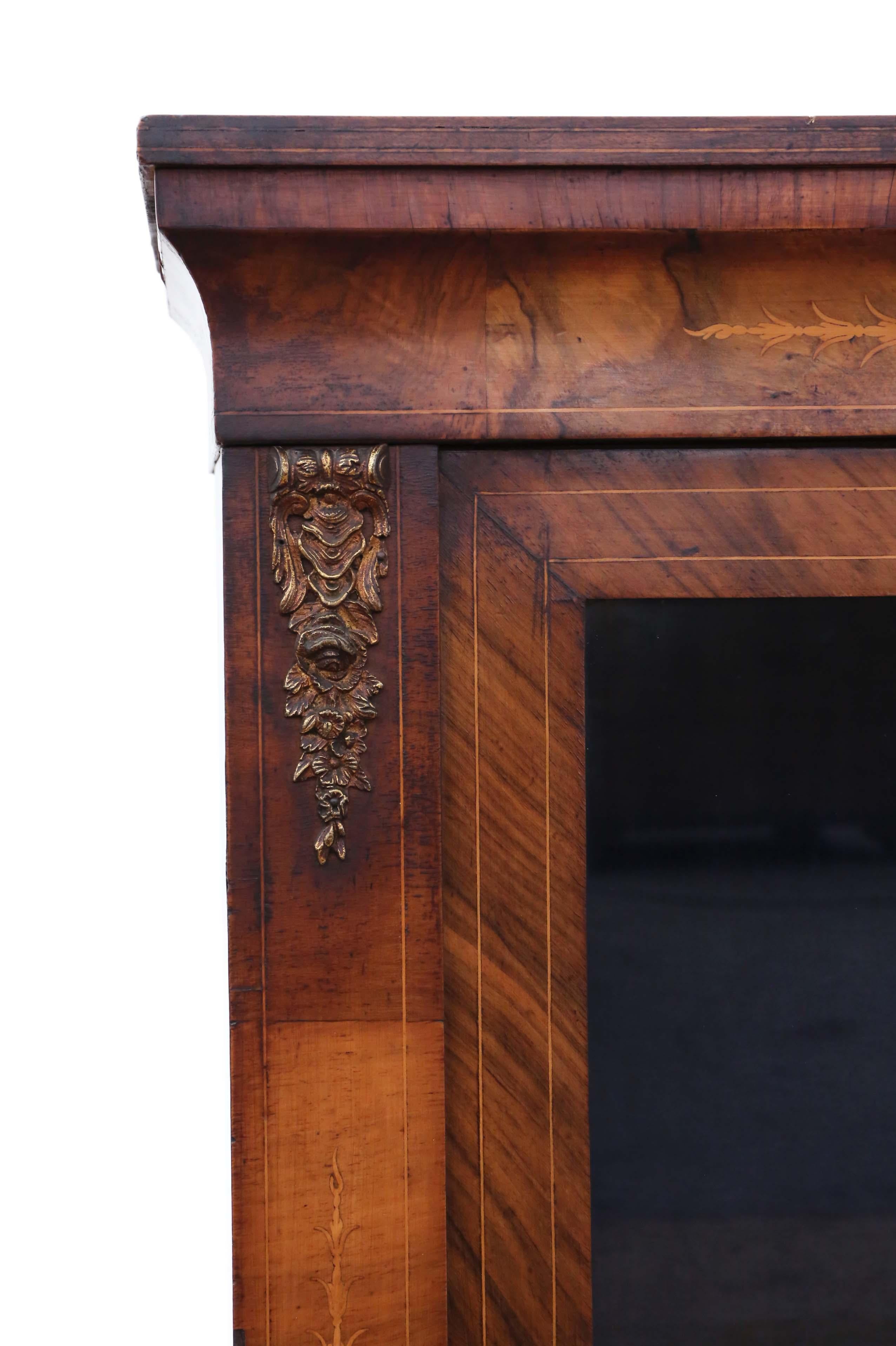 Inlaid Burr Walnut Pier Display Cabinet Victorian, 19th Century 3