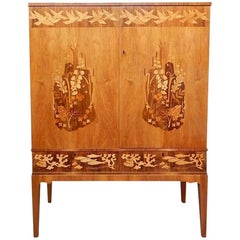 Inlaid Cabinet by Erik Mattsson for Mjölby Intarsia, Sweden, 1940s Inlaid Cabinet by Erik Mattsson for Mjölby Intarsia, Sweden, 1940s