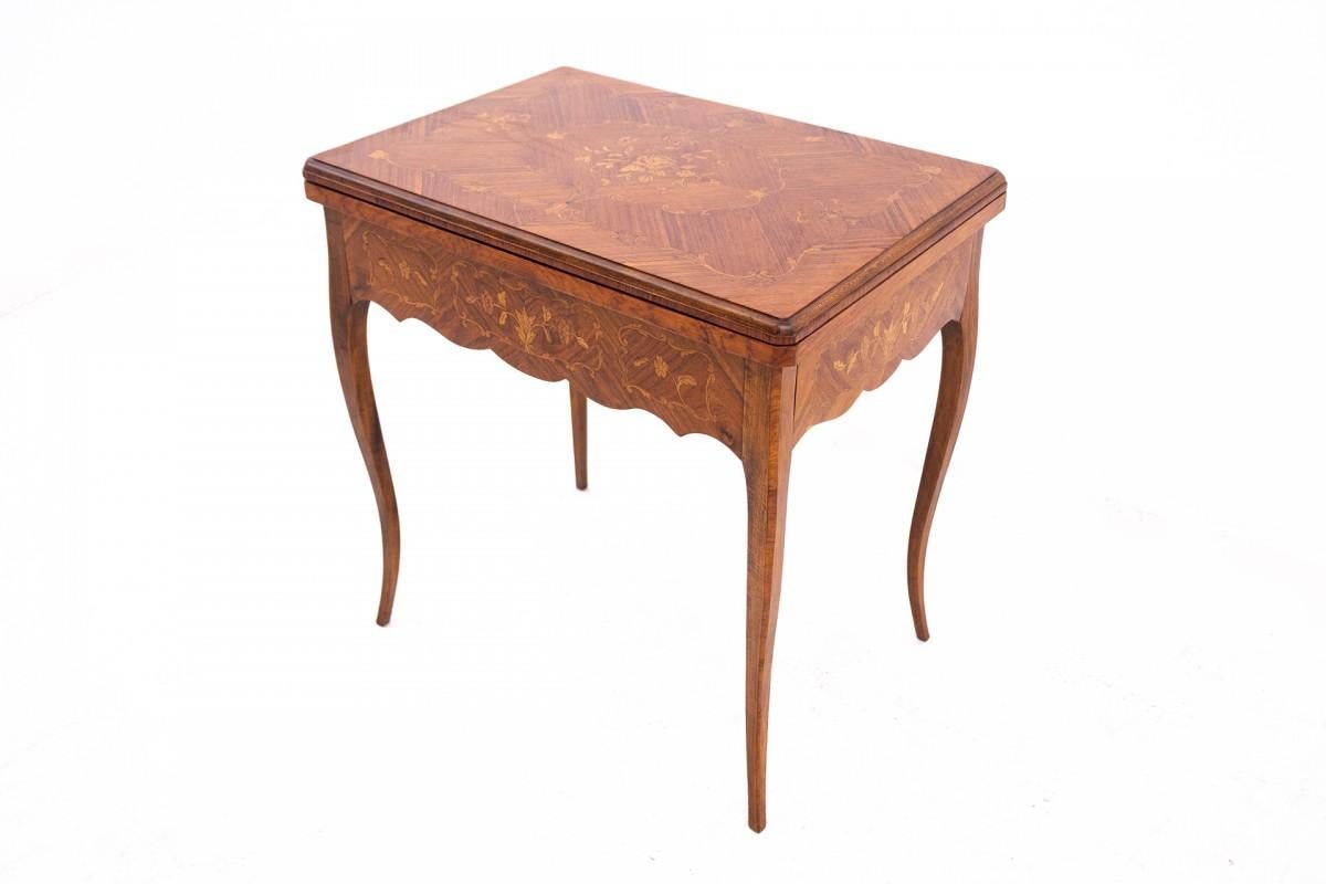 French Inlaid card table, France, circa 1860. For Sale