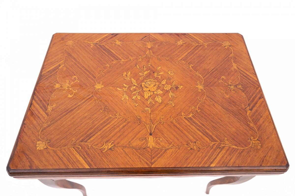 19th Century Inlaid card table, France, circa 1860. For Sale
