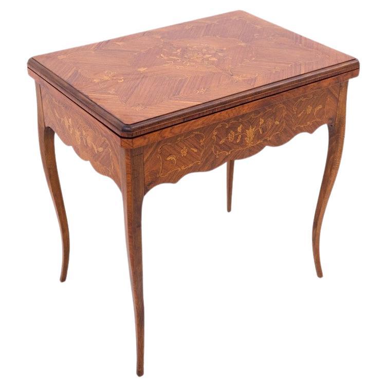Inlaid card table, France, circa 1860. For Sale