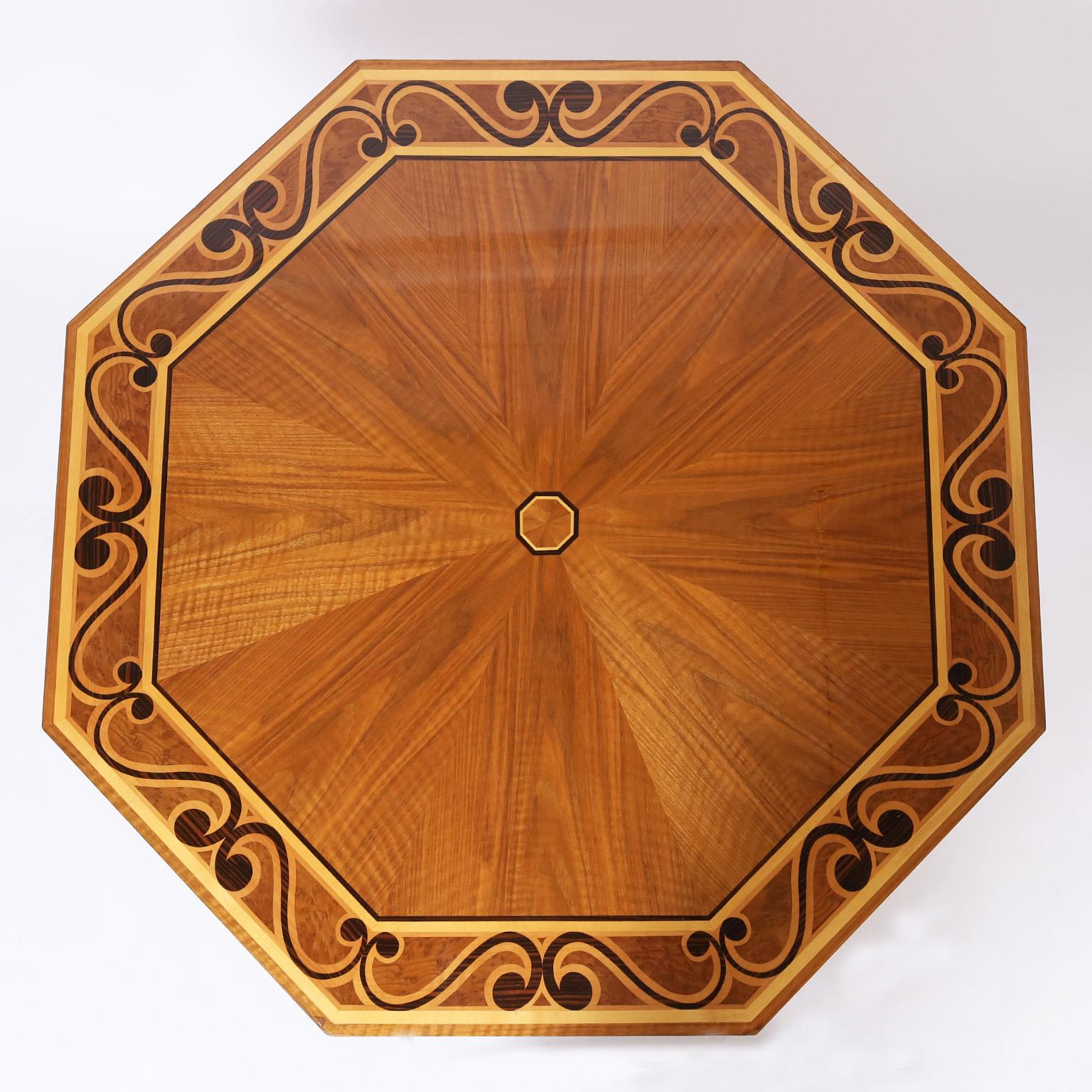 British Colonial Inlaid Center Table For Sale