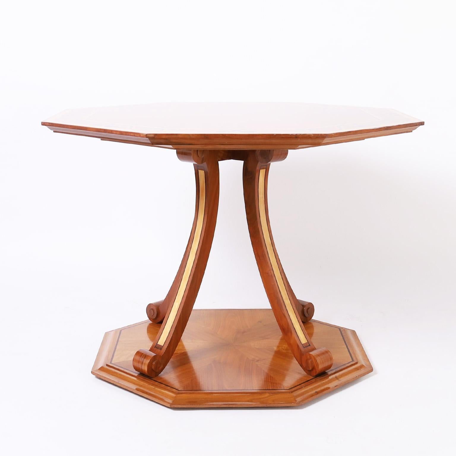 English Inlaid Center Table For Sale