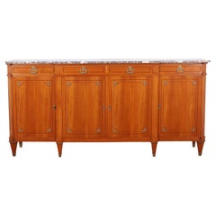 Inlaid Cherry French Louis XVI Style Breakfront Sideboard Buffet