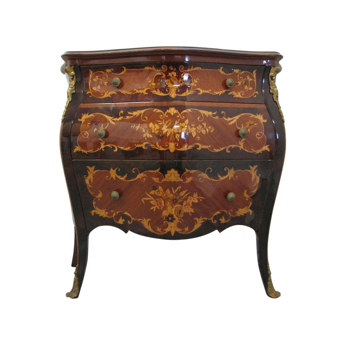 Inlaid Chest of Drawers in Rococo Style, 20th Century For Sale