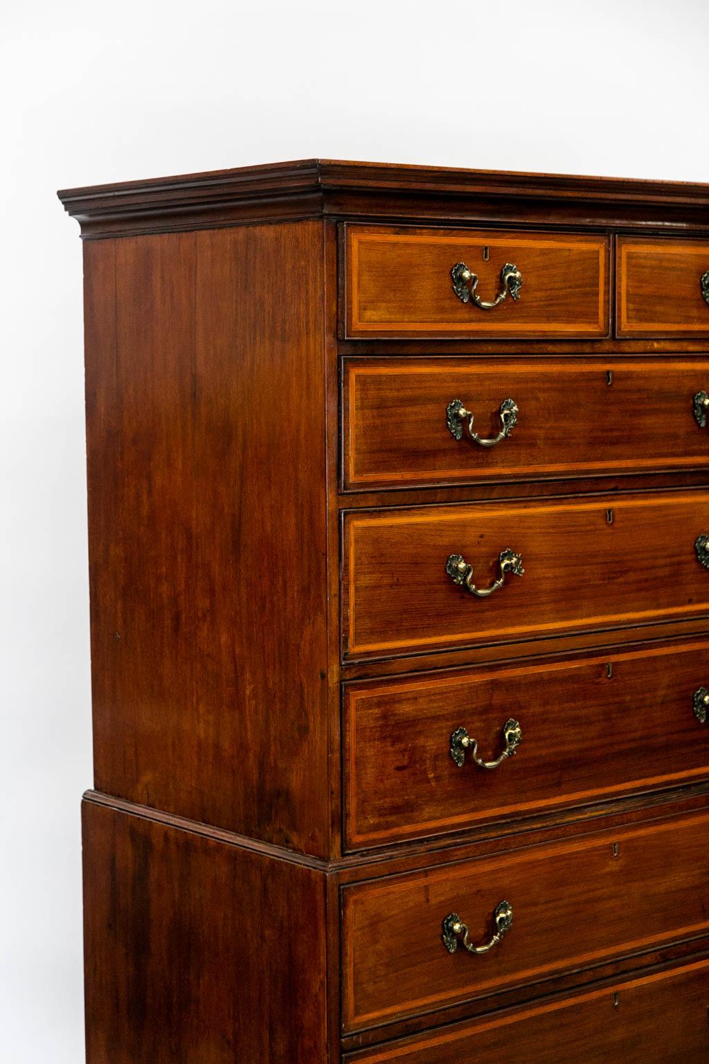 Late 18th Century Inlaid Chest on Chest For Sale