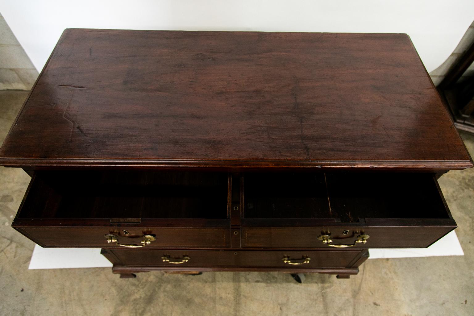 English Inlaid Chippendale Chest For Sale