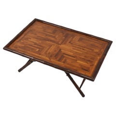 Inlaid Coffee Table with Faux Bamboo Frame, 1970s