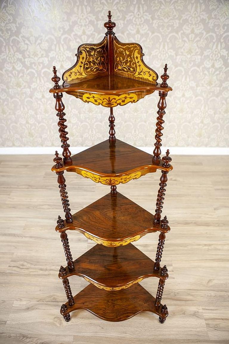 European Inlaid Corner Étagère from the Late 19th Century For Sale