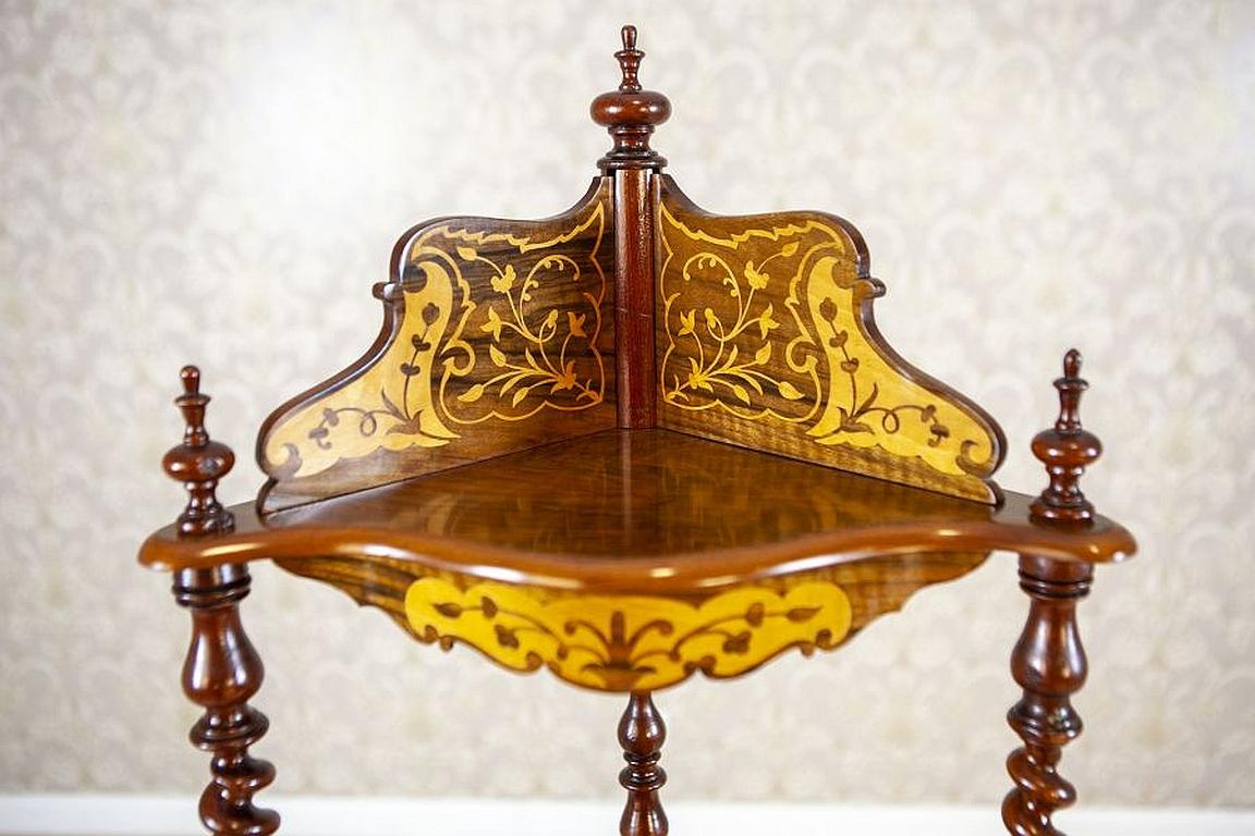 Inlaid Corner Étagère from the Late 19th Century In Good Condition For Sale In Opole, PL