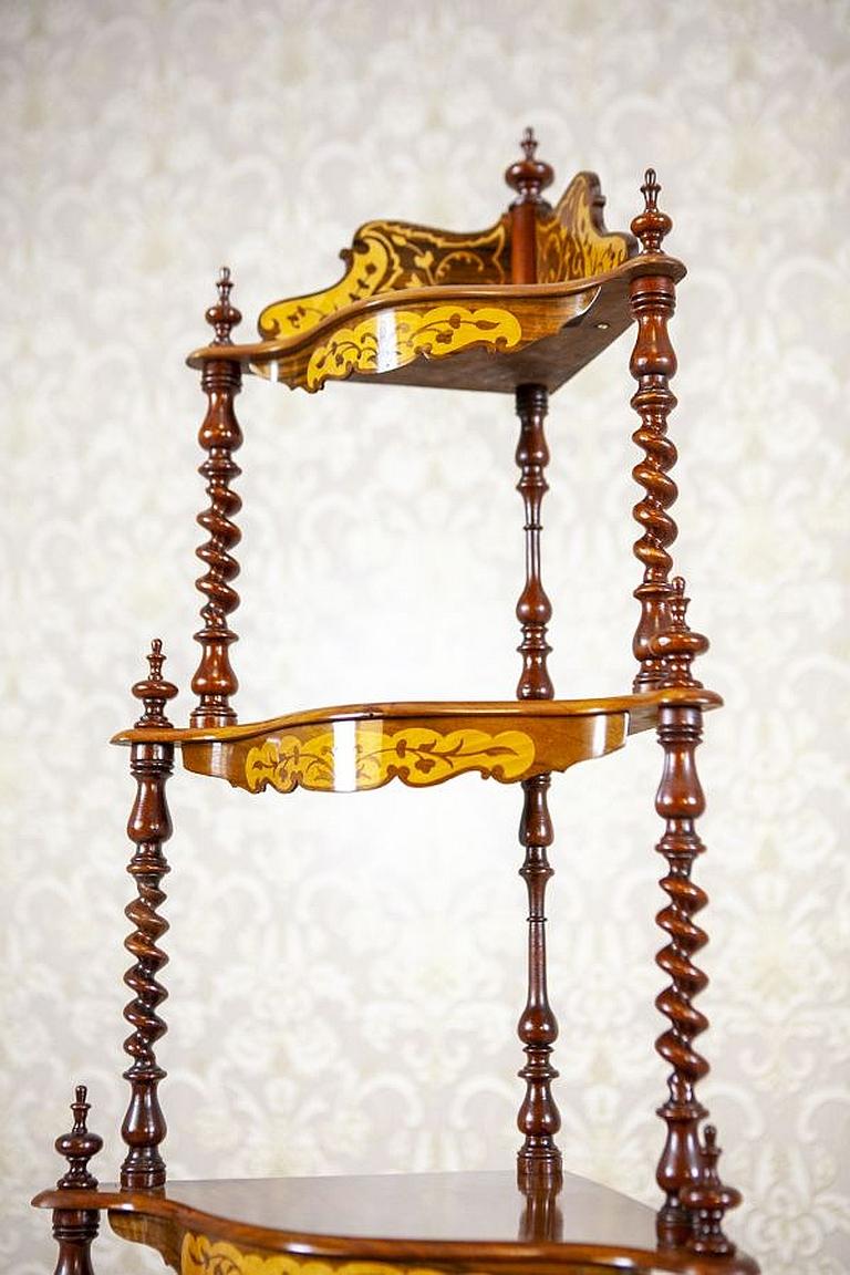 Oak Inlaid Corner Étagère from the Late 19th Century For Sale