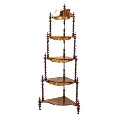 Inlaid Corner Étagère From the Late 19th Century