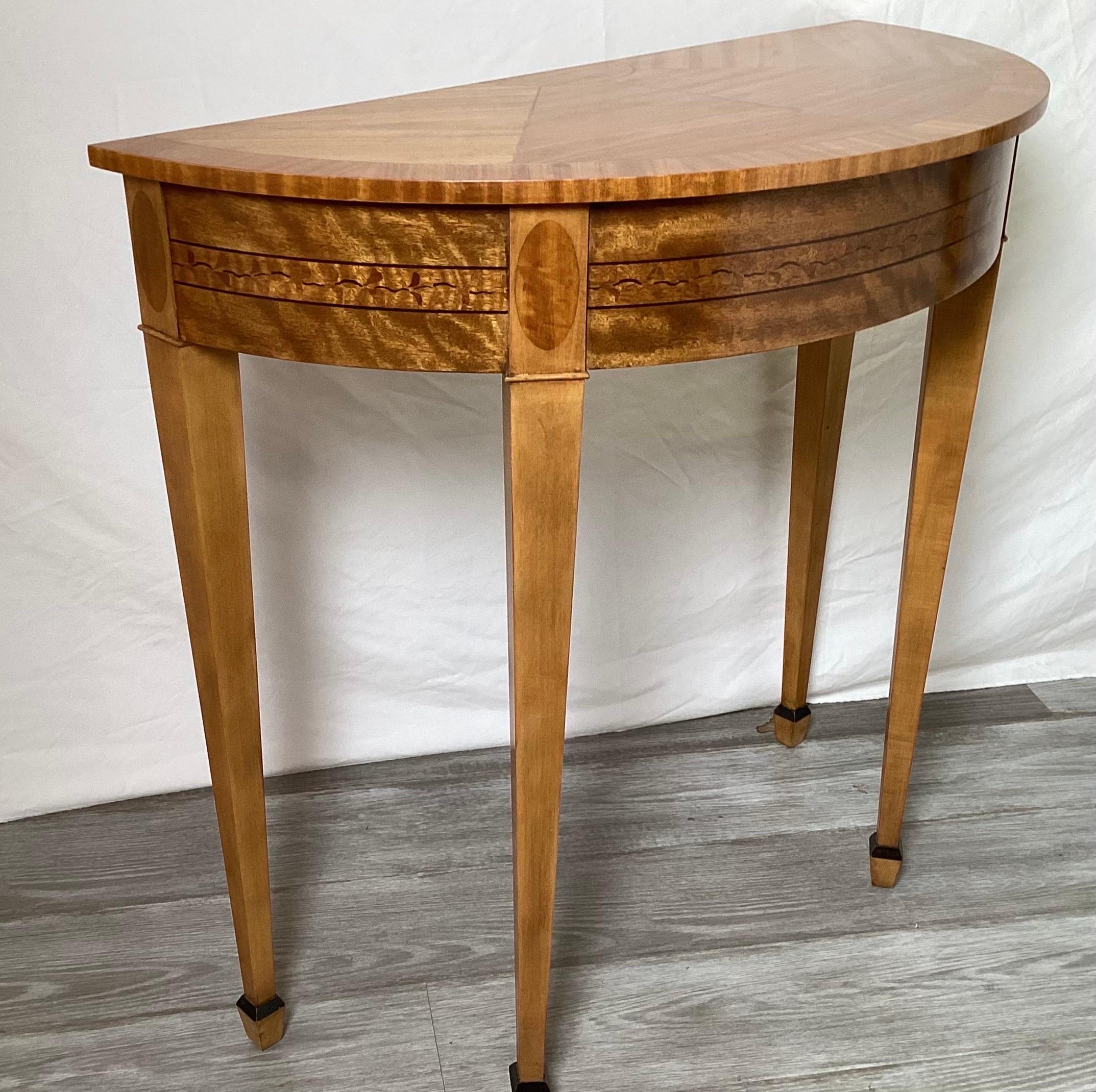 American Inlaid Demi-lune Table by Baker for Laura Ashley