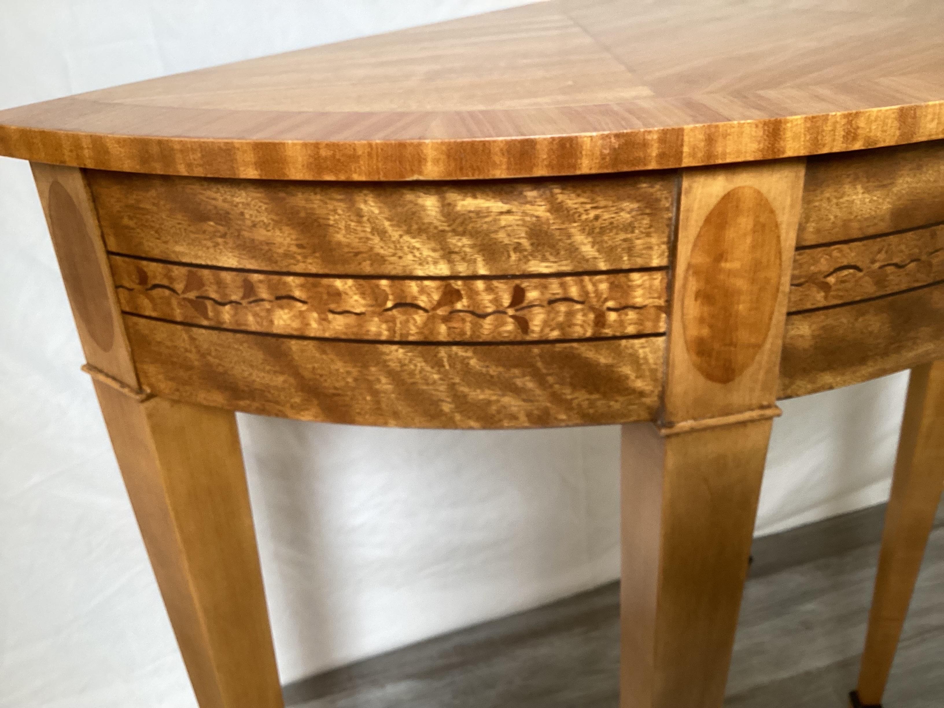 Inlaid Demi-lune Table by Baker for Laura Ashley In Excellent Condition In Lambertville, NJ