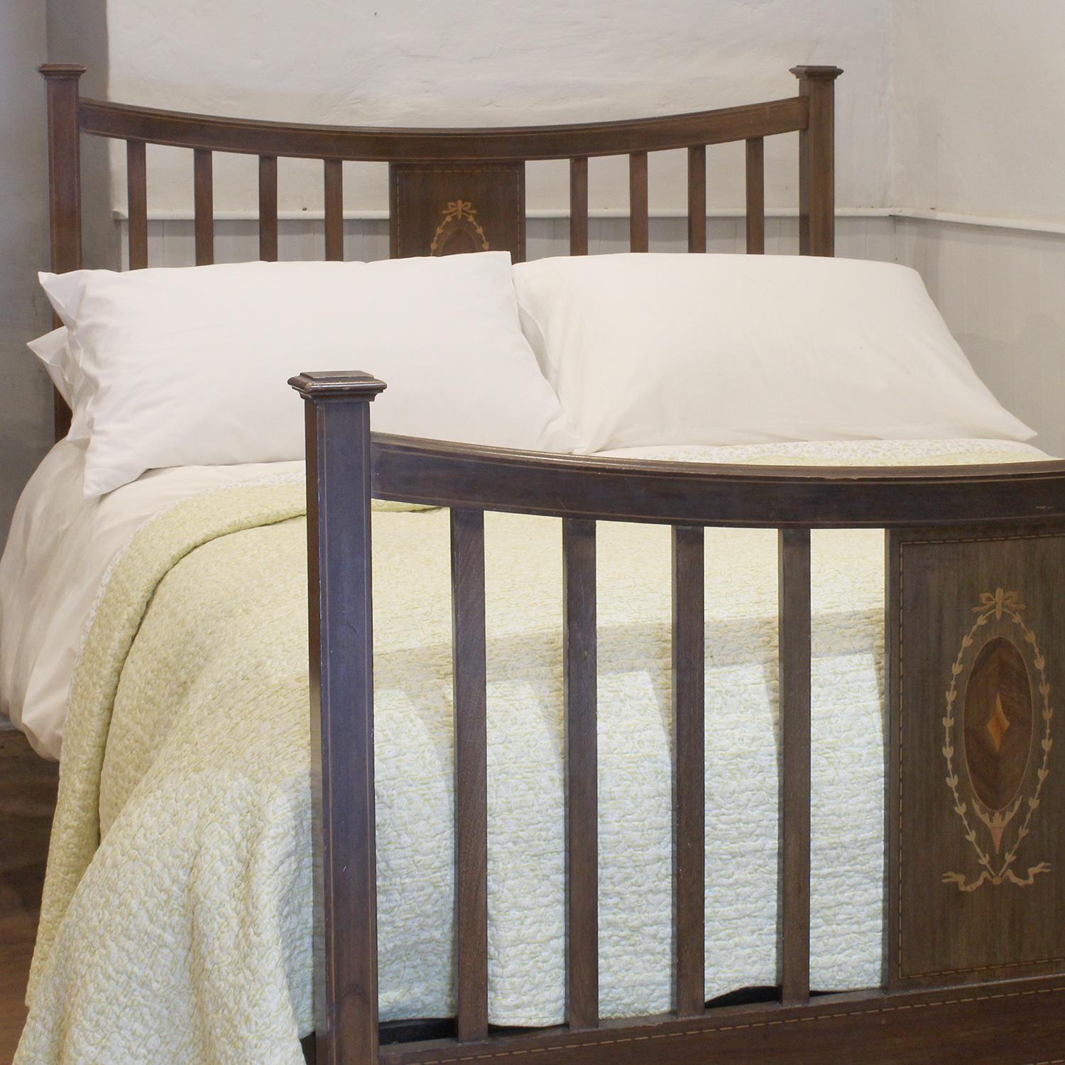 Edwardian Inlaid Double Slatted Bed, WD46