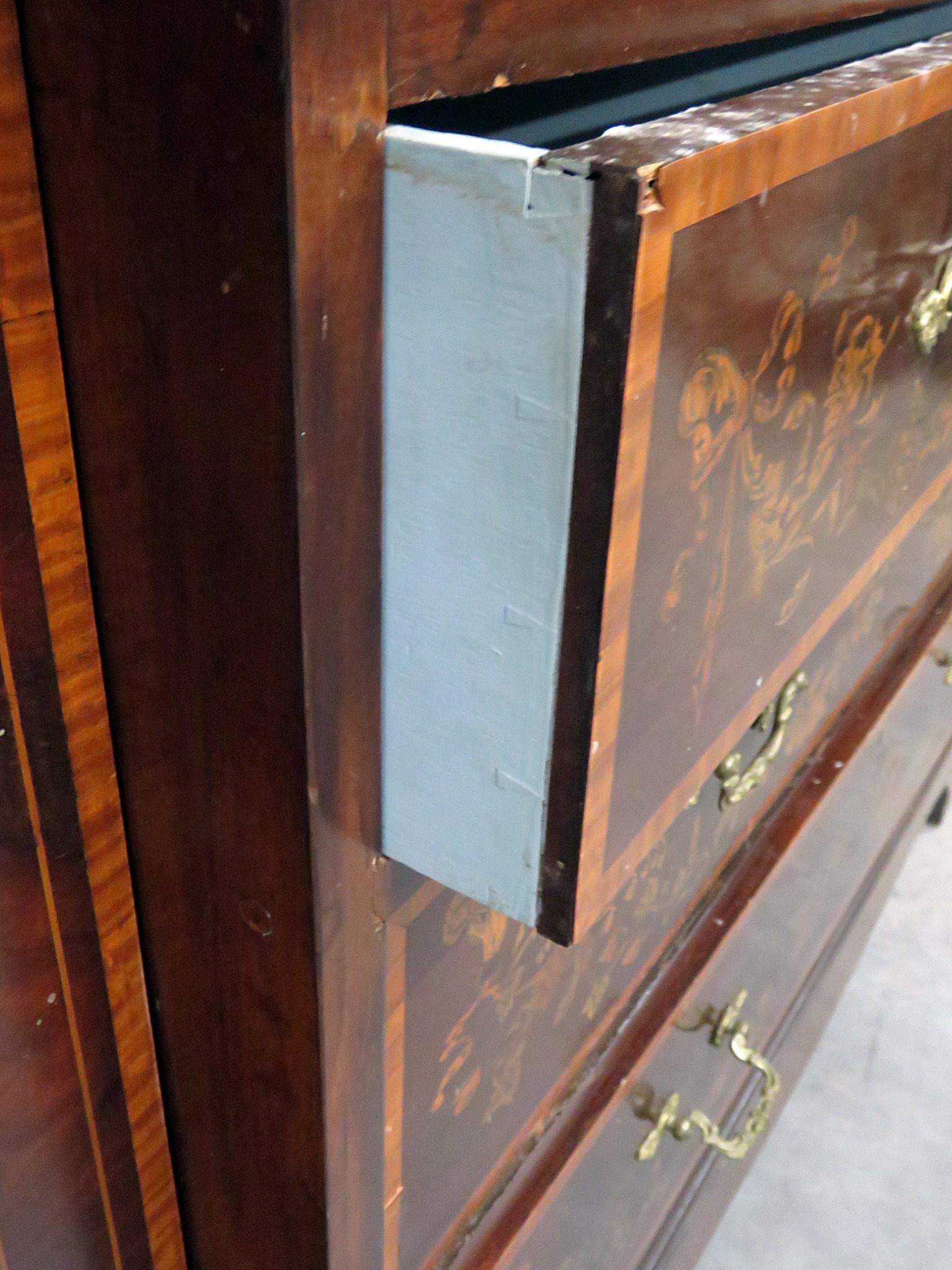 RJ Horner Inlaid Mahogany Satinwood Edwardian Breakfront Bookcase Bibliotheque 1