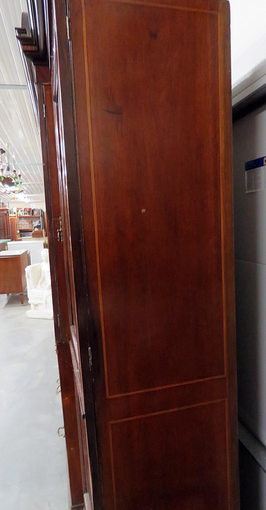 RJ Horner Inlaid Mahogany Satinwood Edwardian Breakfront Bookcase Bibliotheque 2