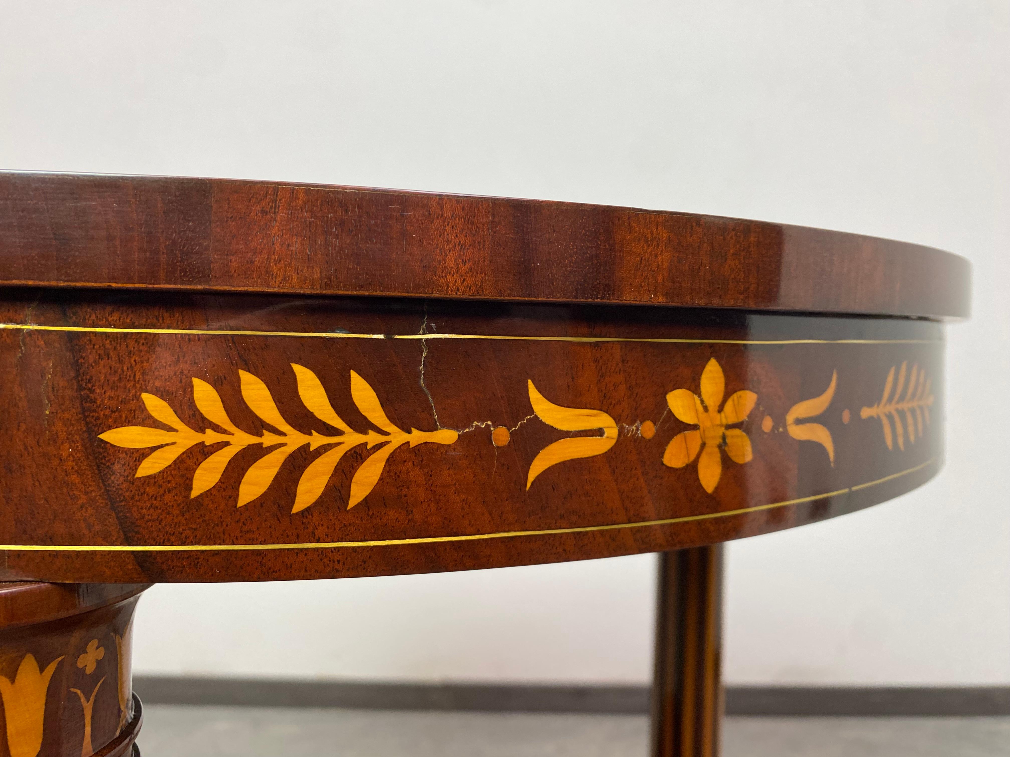 Inlaid empire side table circa 1800 For Sale 4