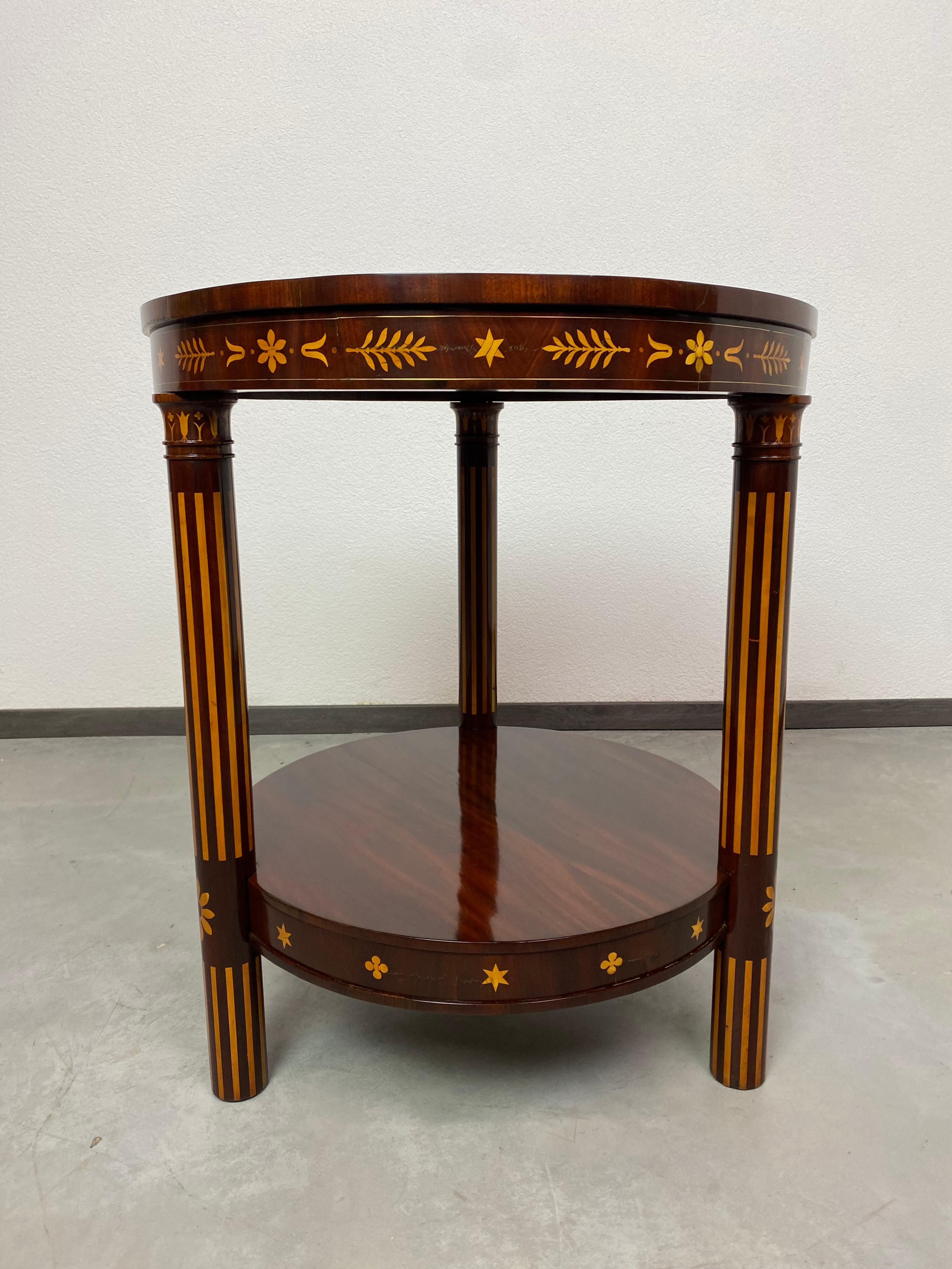 Inlaid empire side table circa 1800 professionally stained and repolished.