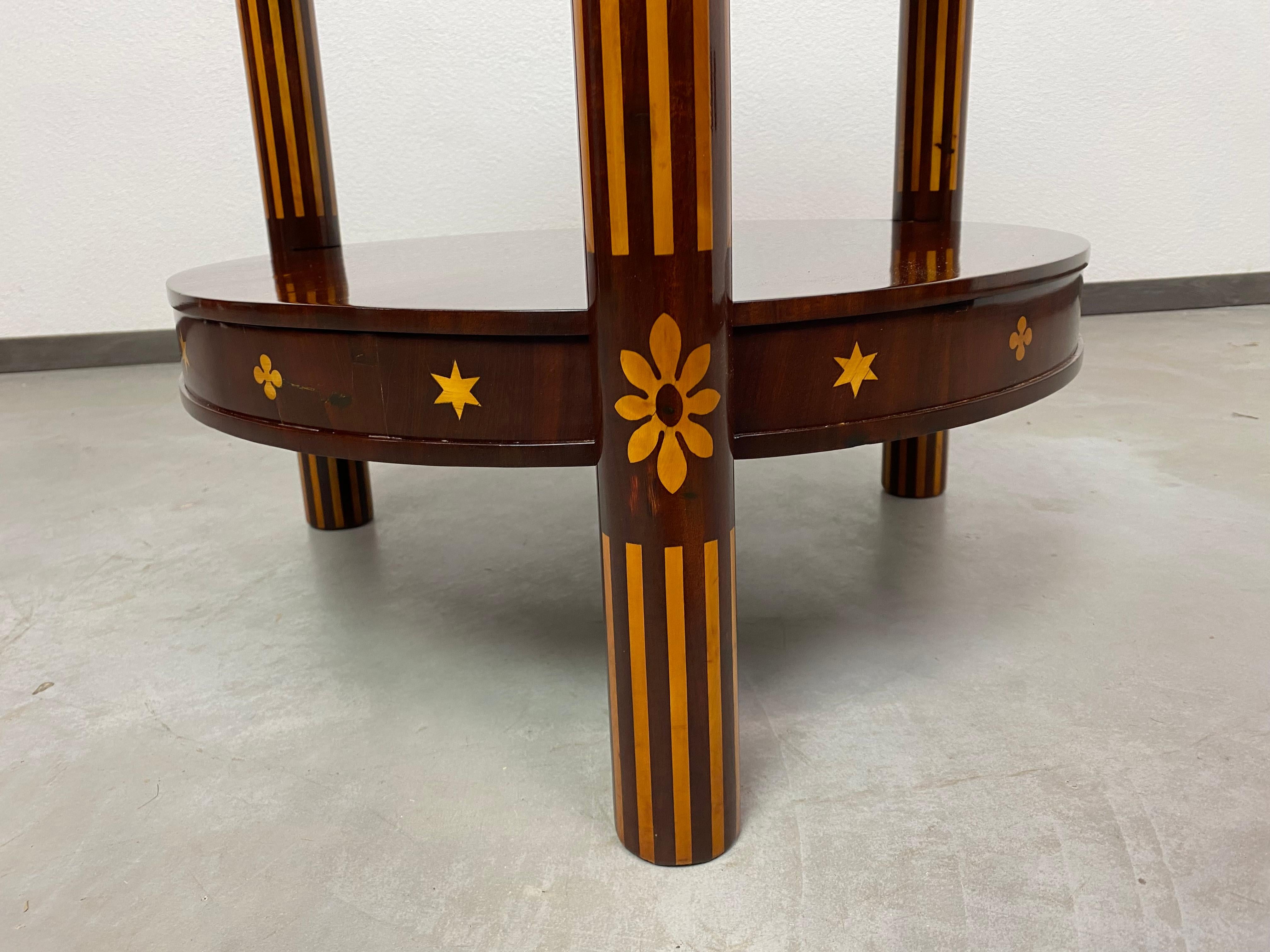 Wood Inlaid empire side table circa 1800 For Sale