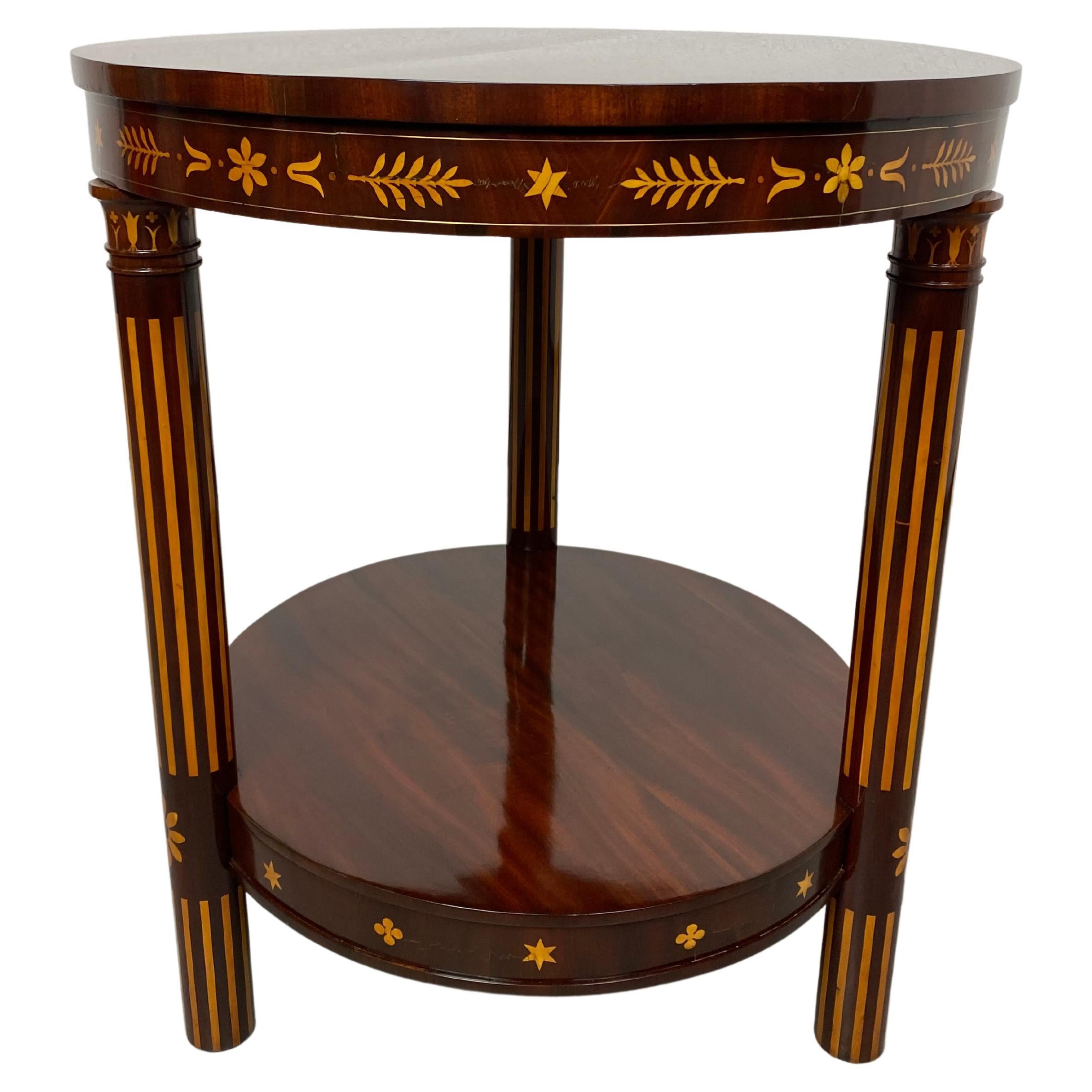Inlaid empire side table circa 1800 For Sale