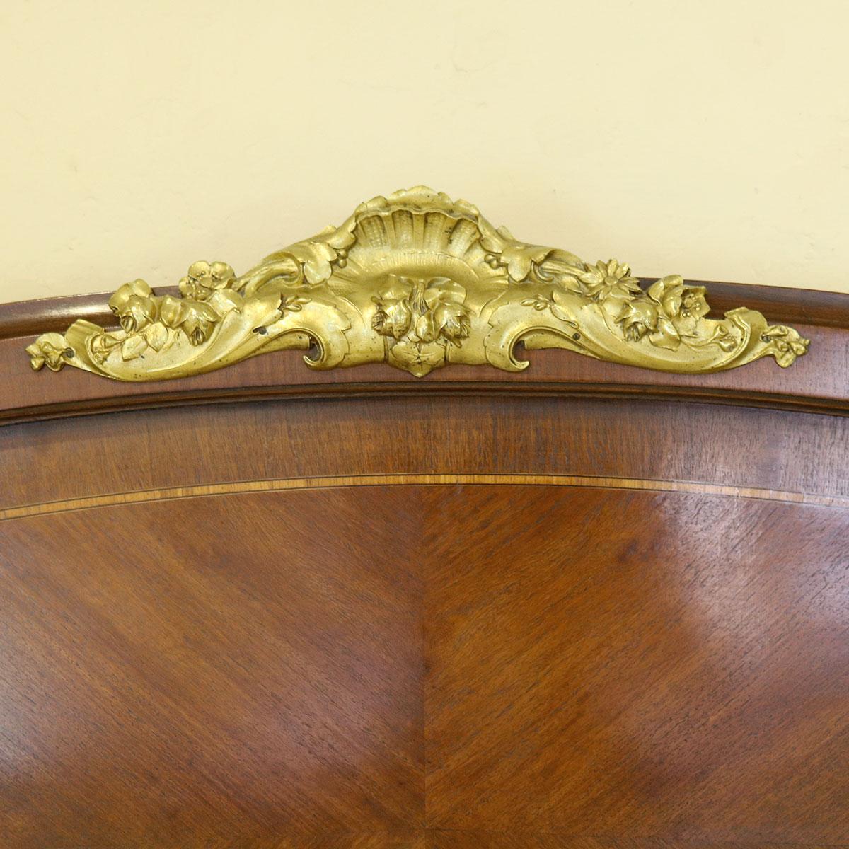 French Inlaid Empire Style Antique Bed