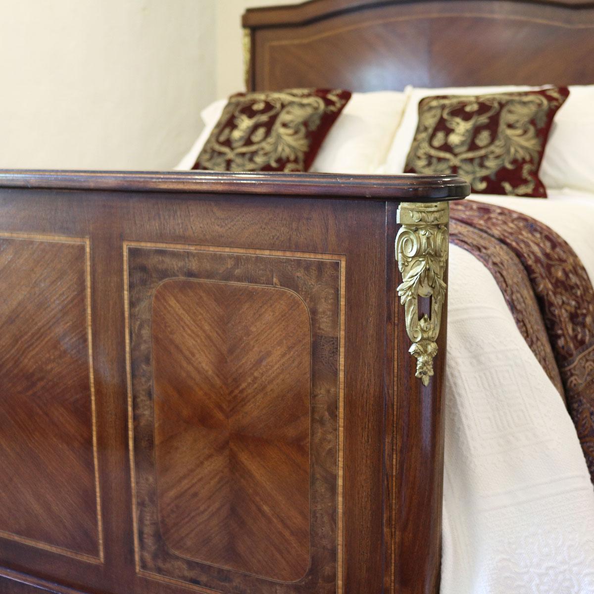 Mahogany Inlaid Empire Style Antique Bed