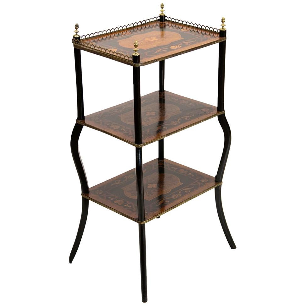 Inlaid English Three-Tier Table