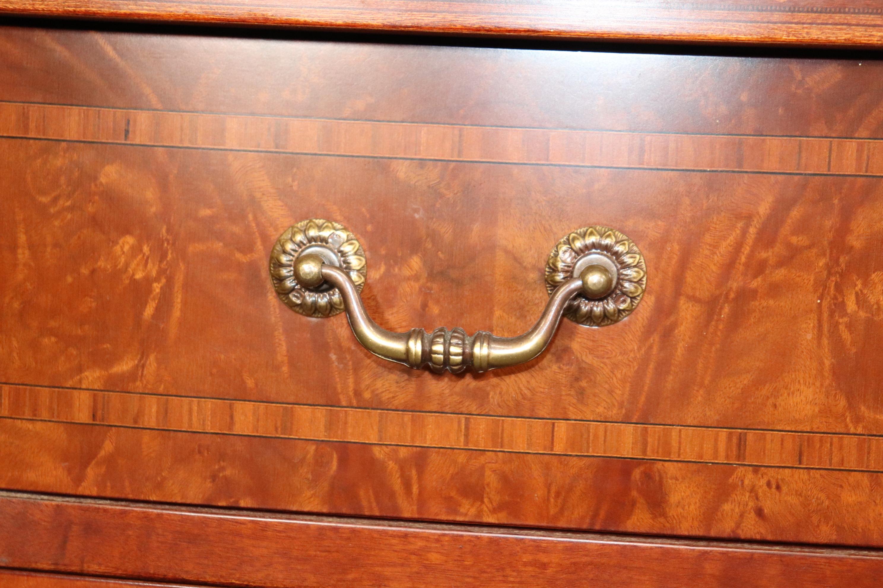 Inlaid Flame Mahogany Georgian Style Demilune 4 Door Buffet Sideboard 5