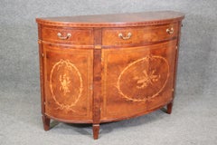Inlaid Flame Mahogany Georgian Style Demilune 4 Door Buffet Sideboard