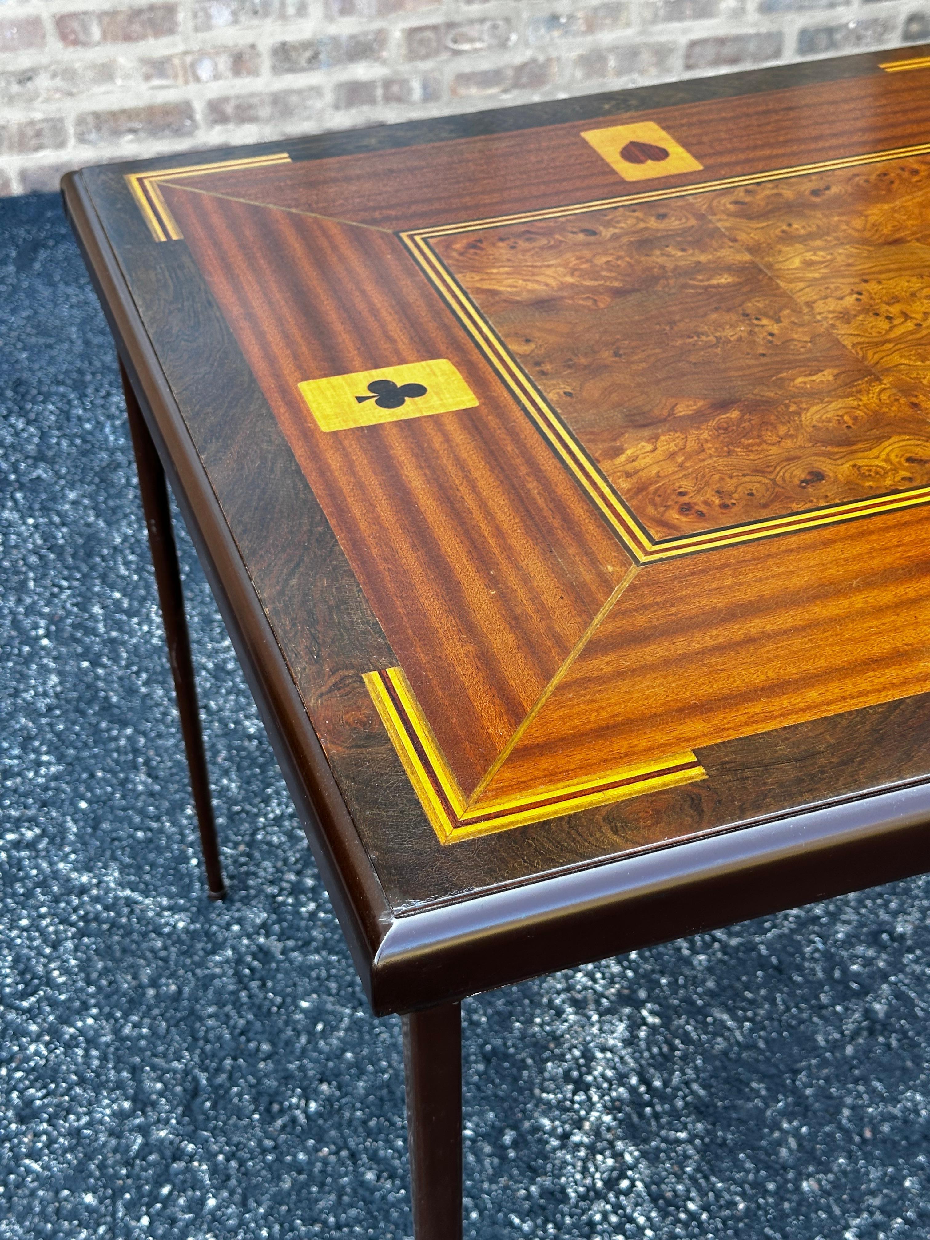 Inlaid Folding Game Table In Good Condition In Skokie, IL