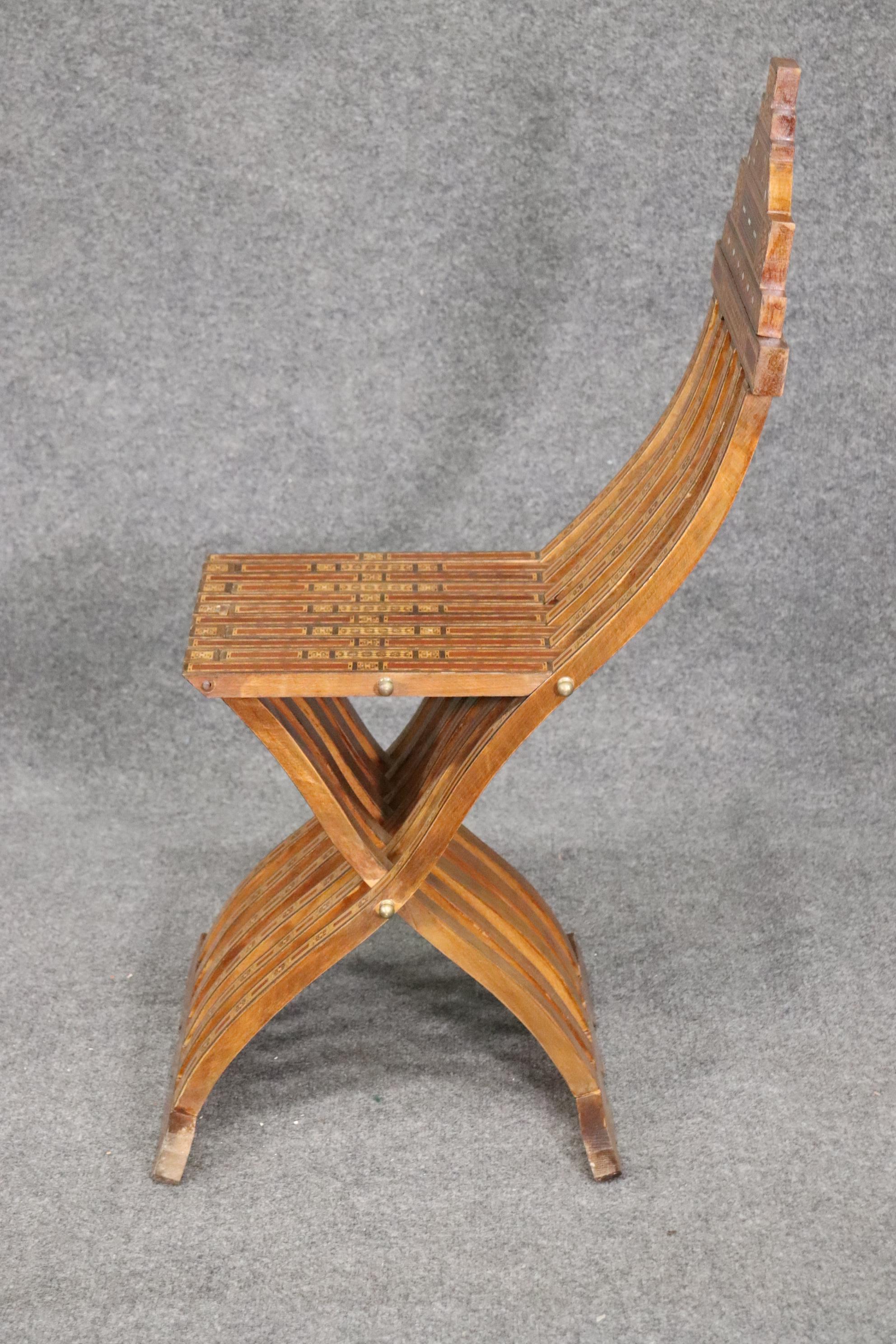 Neoclassical Revival Inlaid Folding Syrian Decorative Chair For Sale