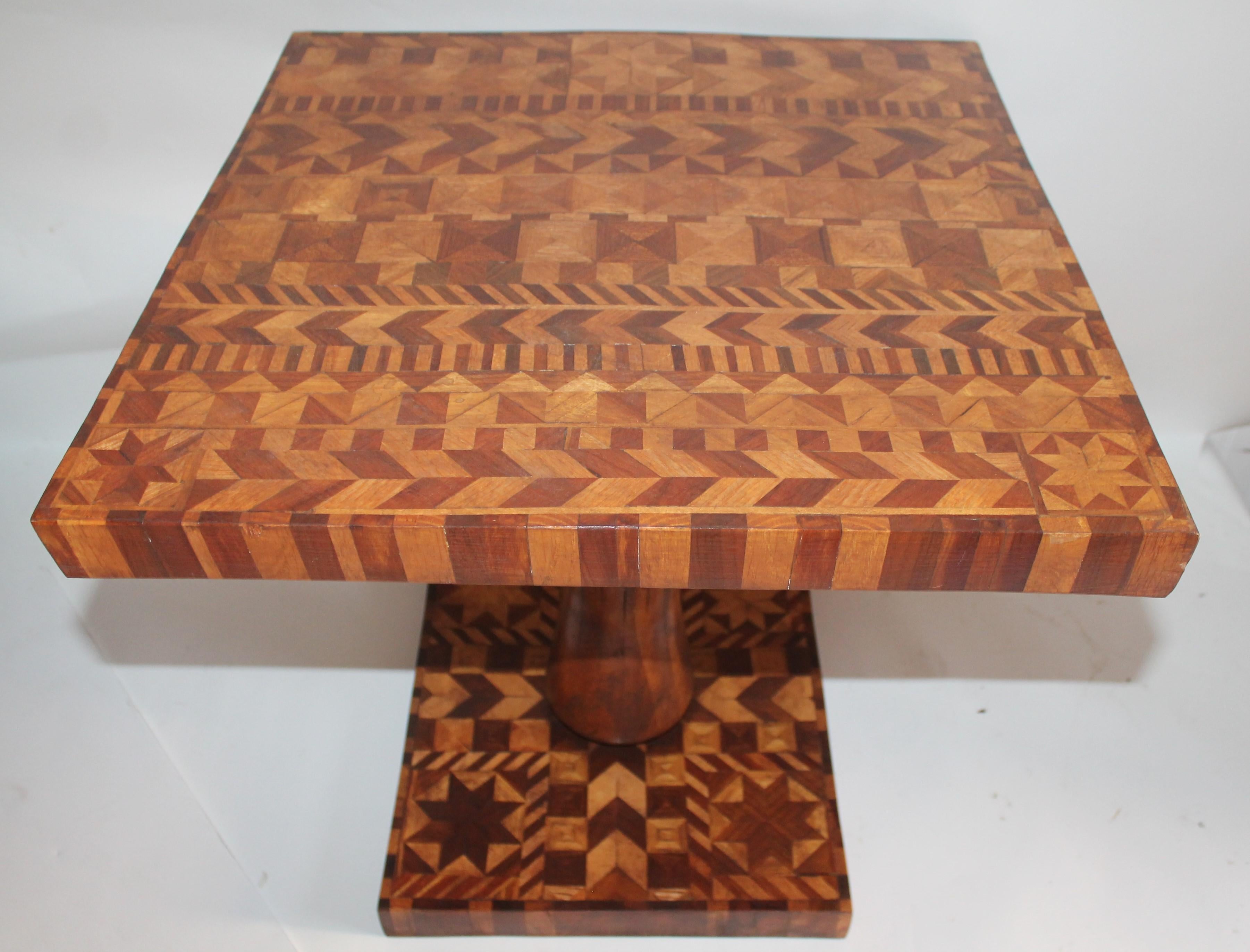 Country Inlaid Folk Art Side Table