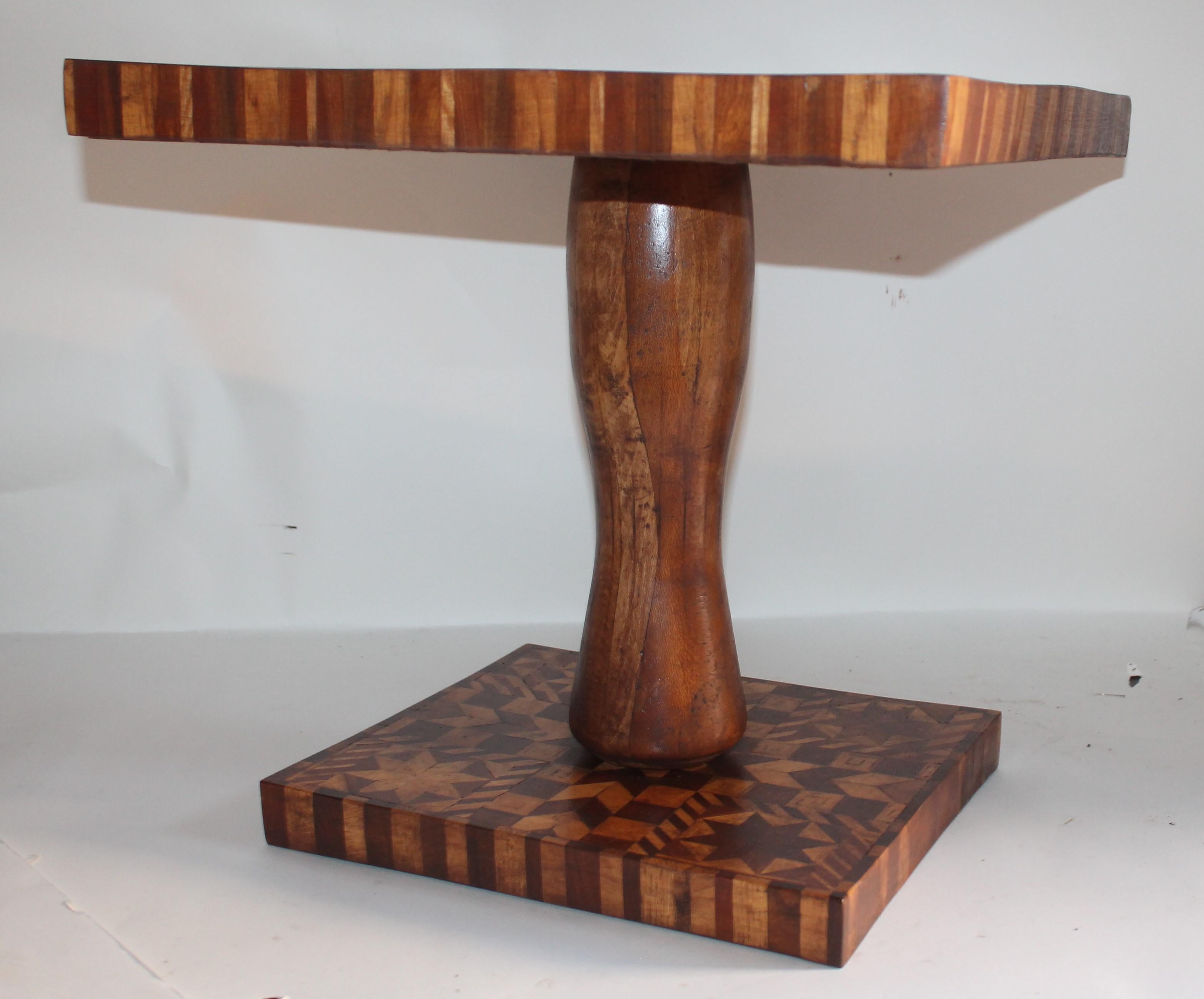 American Inlaid Folk Art Side Table