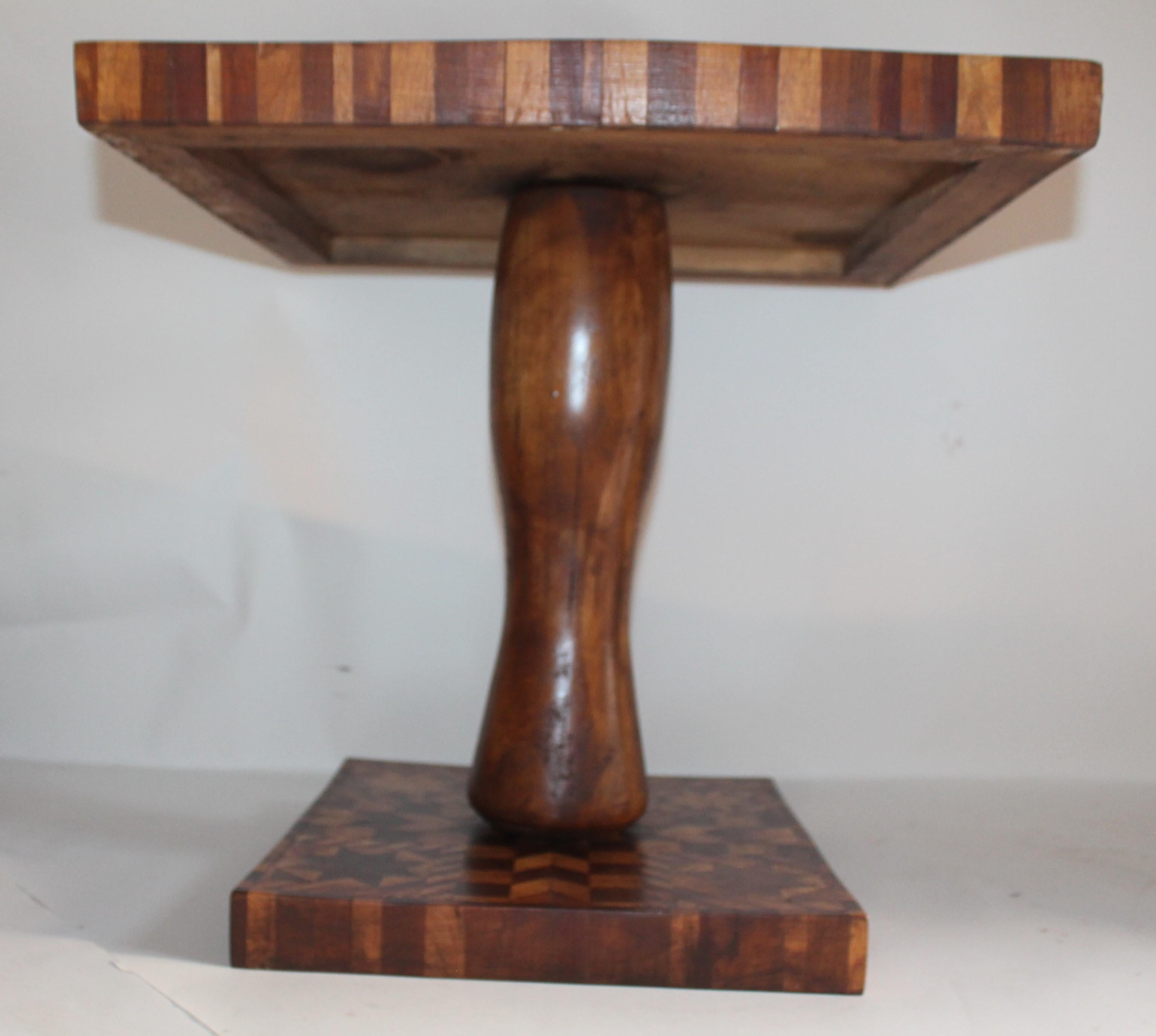 Hand-Crafted Inlaid Folk Art Side Table
