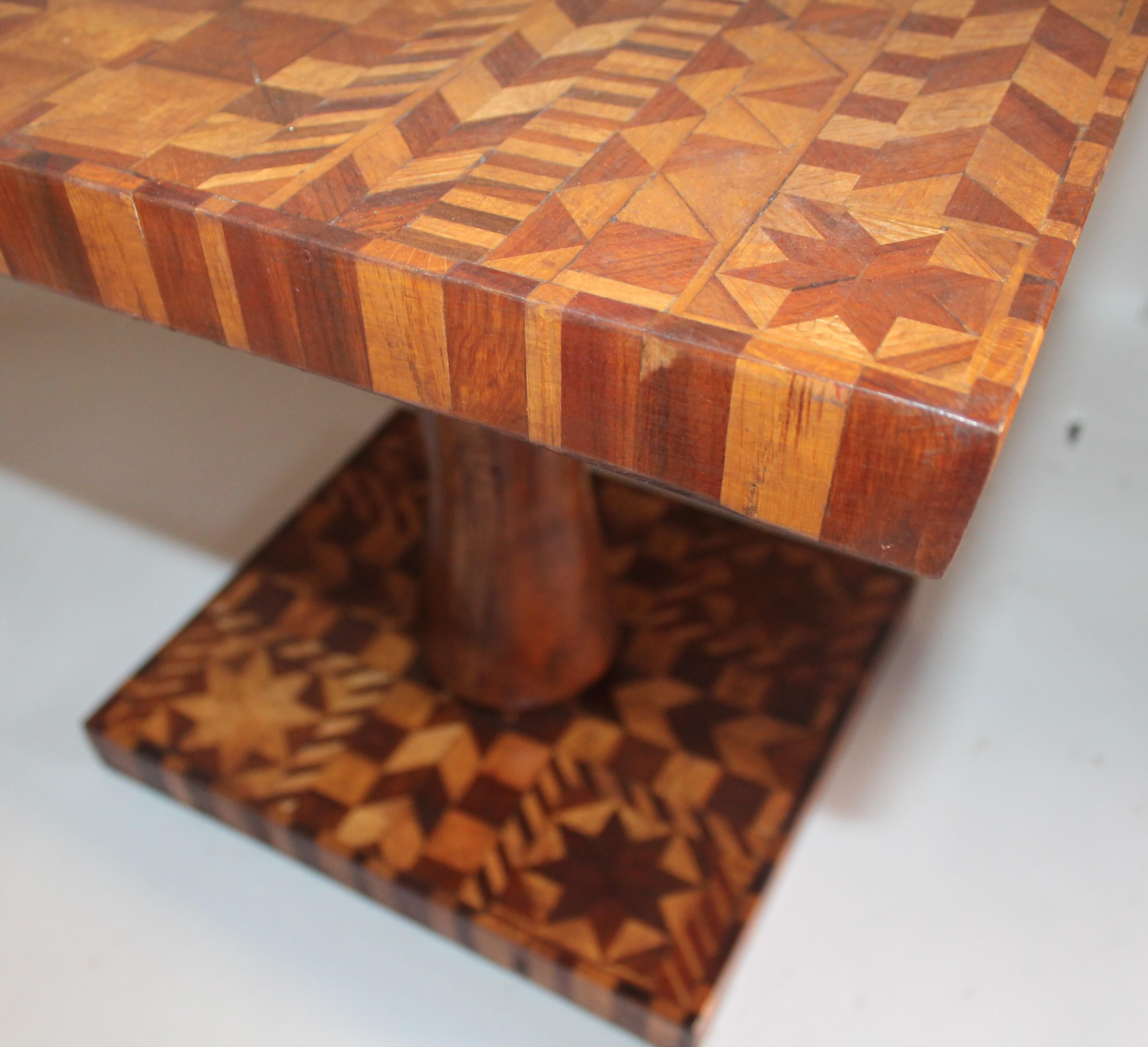 Inlaid Folk Art Side Table In Excellent Condition In Los Angeles, CA
