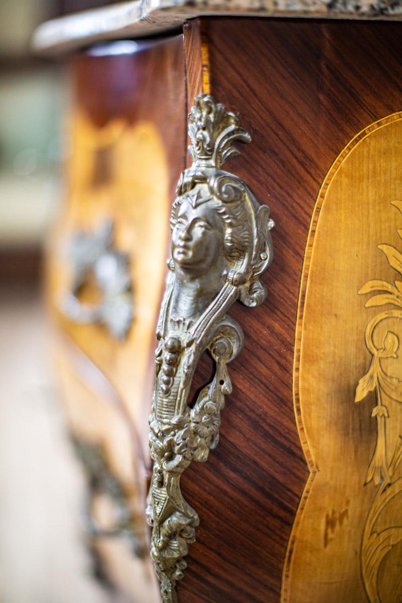 Inlaid French Commode from the 18th-19th Century with Marble Top For Sale 6