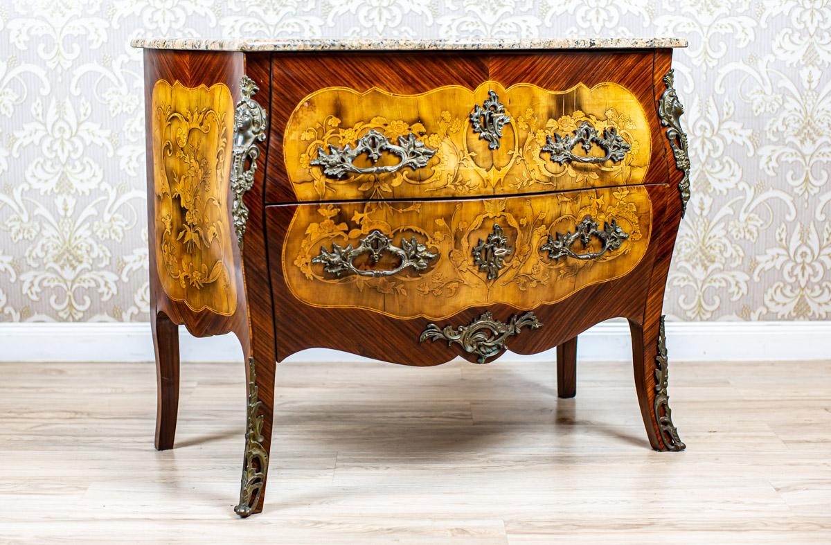 18th Century Inlaid French Commode from the 18th-19th Century with Marble Top For Sale