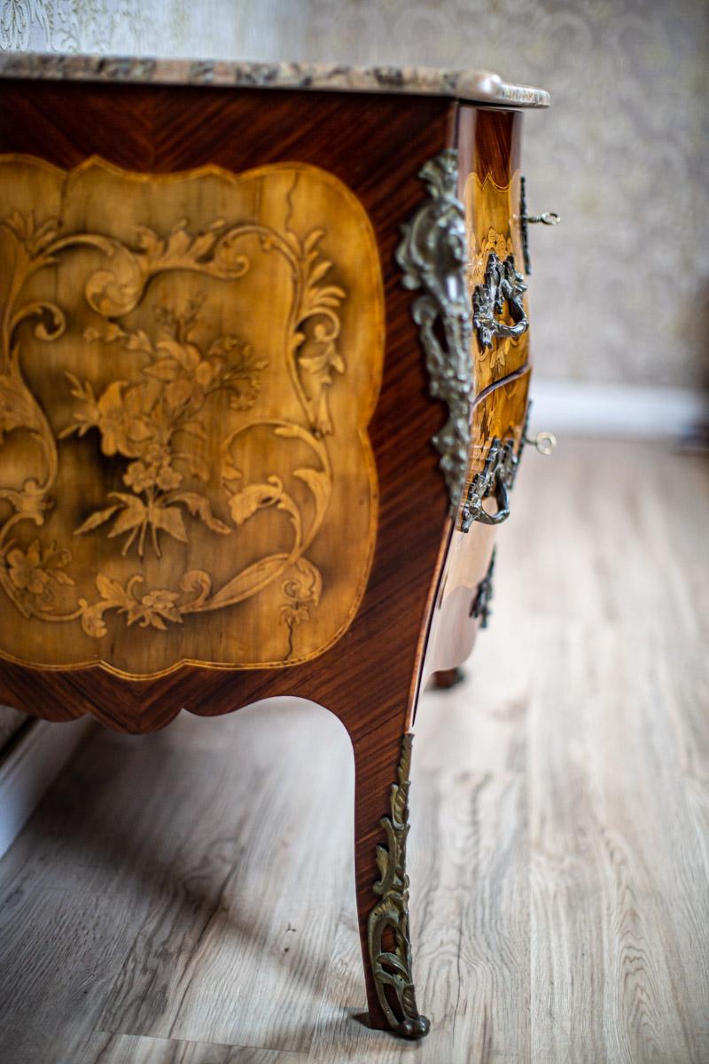 Inlaid French Commode from the 18th-19th Century with Marble Top For Sale 3