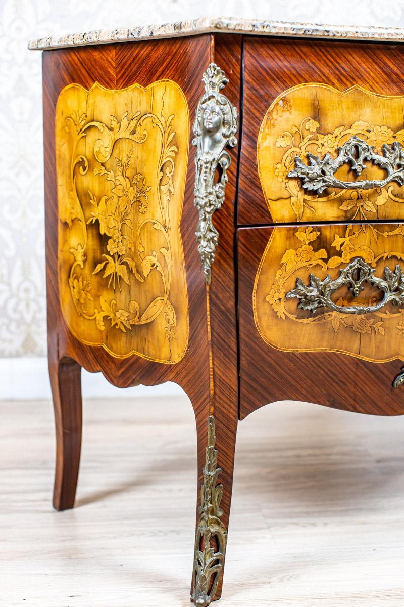 Inlaid French Commode from the 18th-19th Century with Marble Top For Sale 4