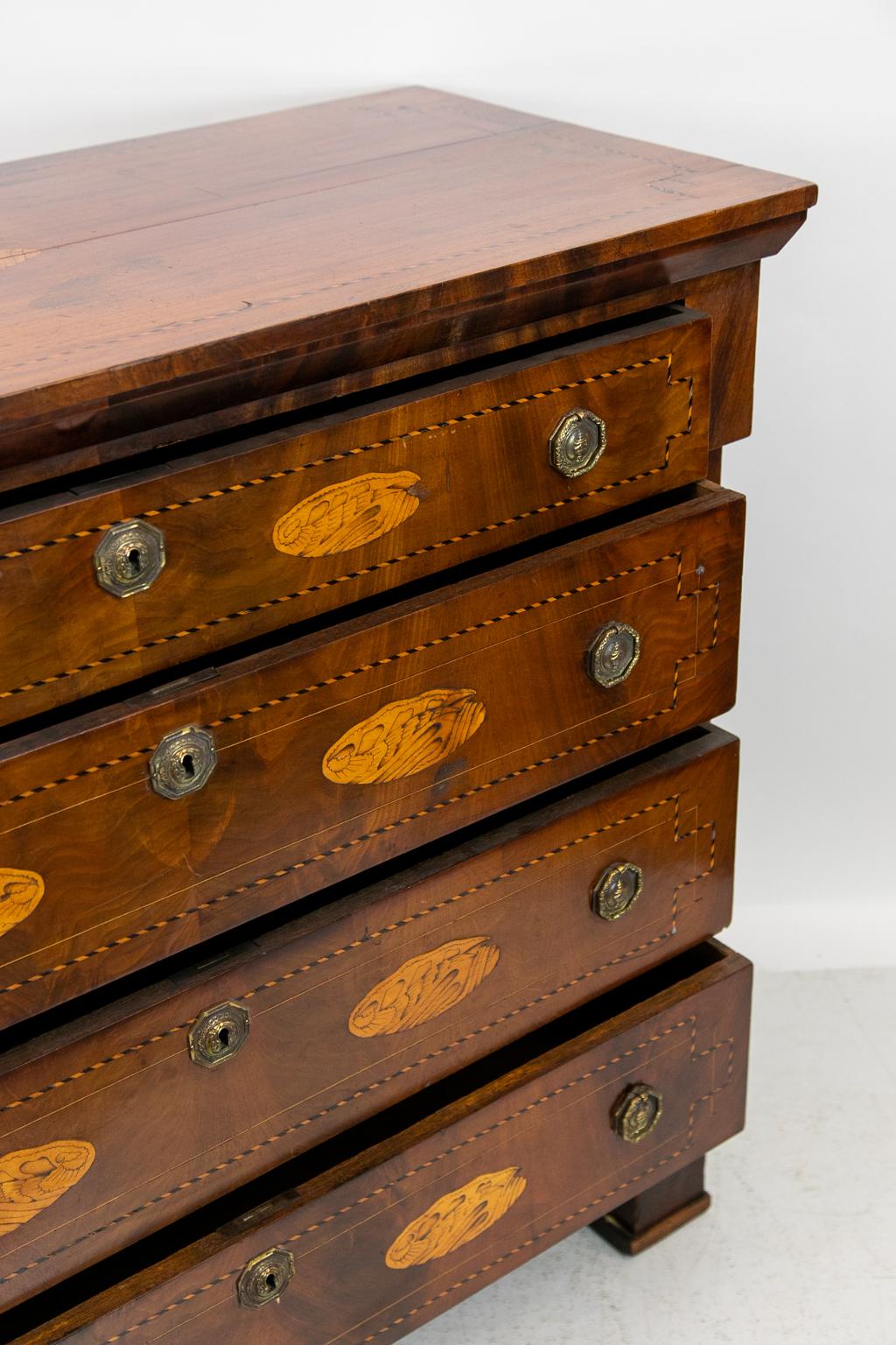Inlaid French Four-Drawer Chest For Sale 4